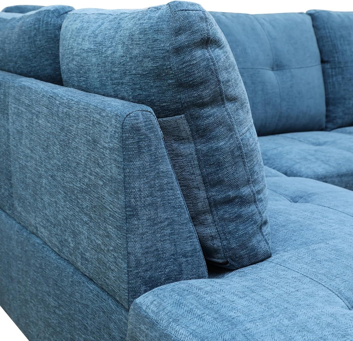 Sectional Couch with Ottoman Storage, L Shaped Couch Sofa Furniture Sets, Modern Modular Comfy Sofa for Living Room Bedroom, Blue