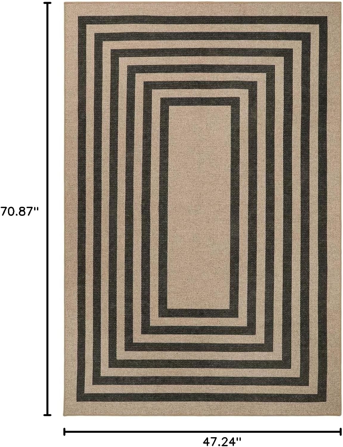 Lahome Modern Geometric Easy Jute Entryway Rug, 4x6 Black Washable Carpet for Bedroom Contemporary Thin Living Room Patio Rug, Farmhouse Non Slip Indoor Outdoor Carpet for Dining Room Backyard