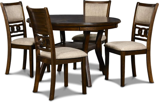 New Classic Furniture Gia 5-Piece Round Dining Set with 1 Dining Table and 4 Chairs, 47-Inch, Cherry