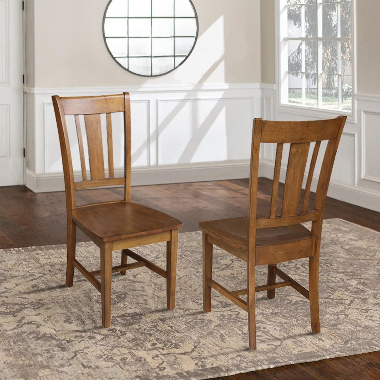 Set of Two San Remo SplatBack Dining Chairs, Pecan