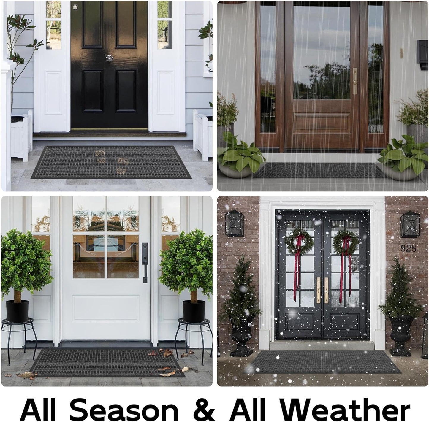 Sturdy Front Door Mat Outside Entrance, 6' x 4' All-Season All-Weather Doormat Waterproof, Stain and Fade Resistant, Natural Rubber Indoor Outdoor Welcome Door Mat Trap Dirt