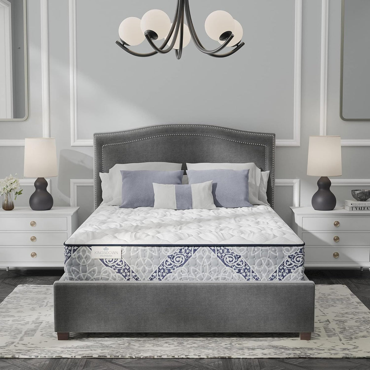 Kingsdown Firm Hybrid Mattress Queen Cooling Gel Memory Foam Layer Multi-Layered Motion Isolation Cool Sleep Quilted Top Luxury Mattresses, 13.5-Inch Passions Merridale