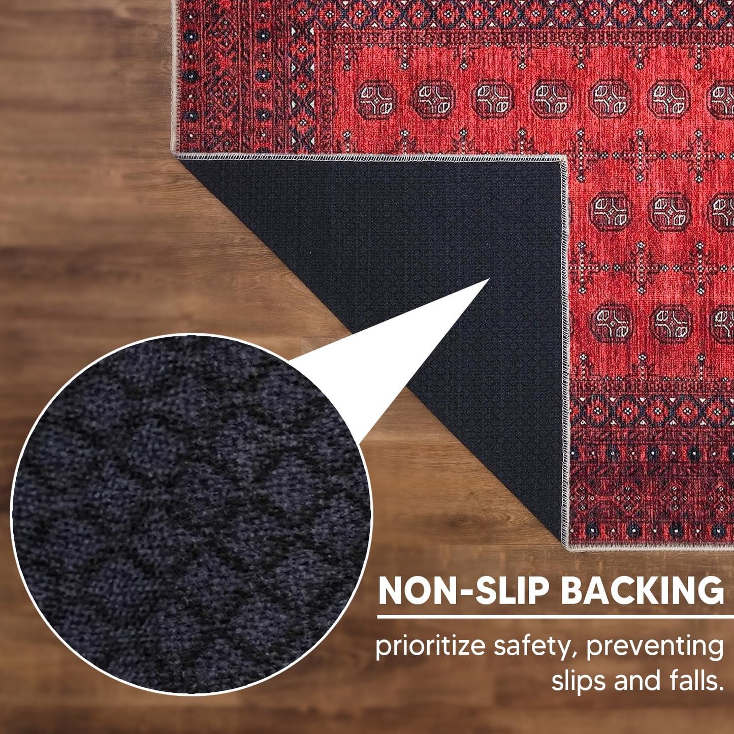 Keen Home Design 8x10 Rug - Machine Washable Area Rug with Non-Slip Backing, Ideal for Living Room, Dining Room, Bedroom - Vintage, Easy Clean, Durable, Low Pile Rug - (8' x 10')