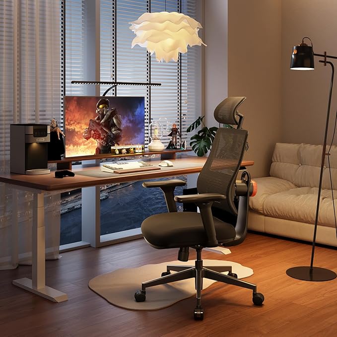Newtral Ergonomic Home Office Chair, High Back Desk Chair with Unique Adaptive Lumbar Support, Adjustable Headrest, Seat Depth Adjustment, 96°-126° Tilt Function, Adjustable Armrest Recliner