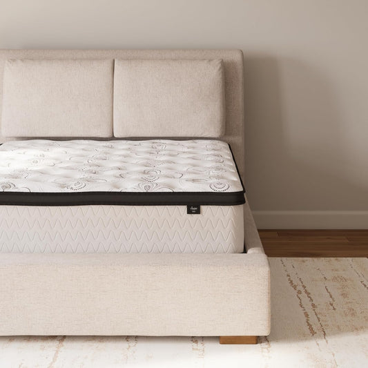 Signature Design by Ashley Full Size Chime 12 Inch Medium Firm Hybrid Mattresswith Cooling Gel Memory Foam for Pressure Relief, Fiberglass Free, Mattress In A Box
