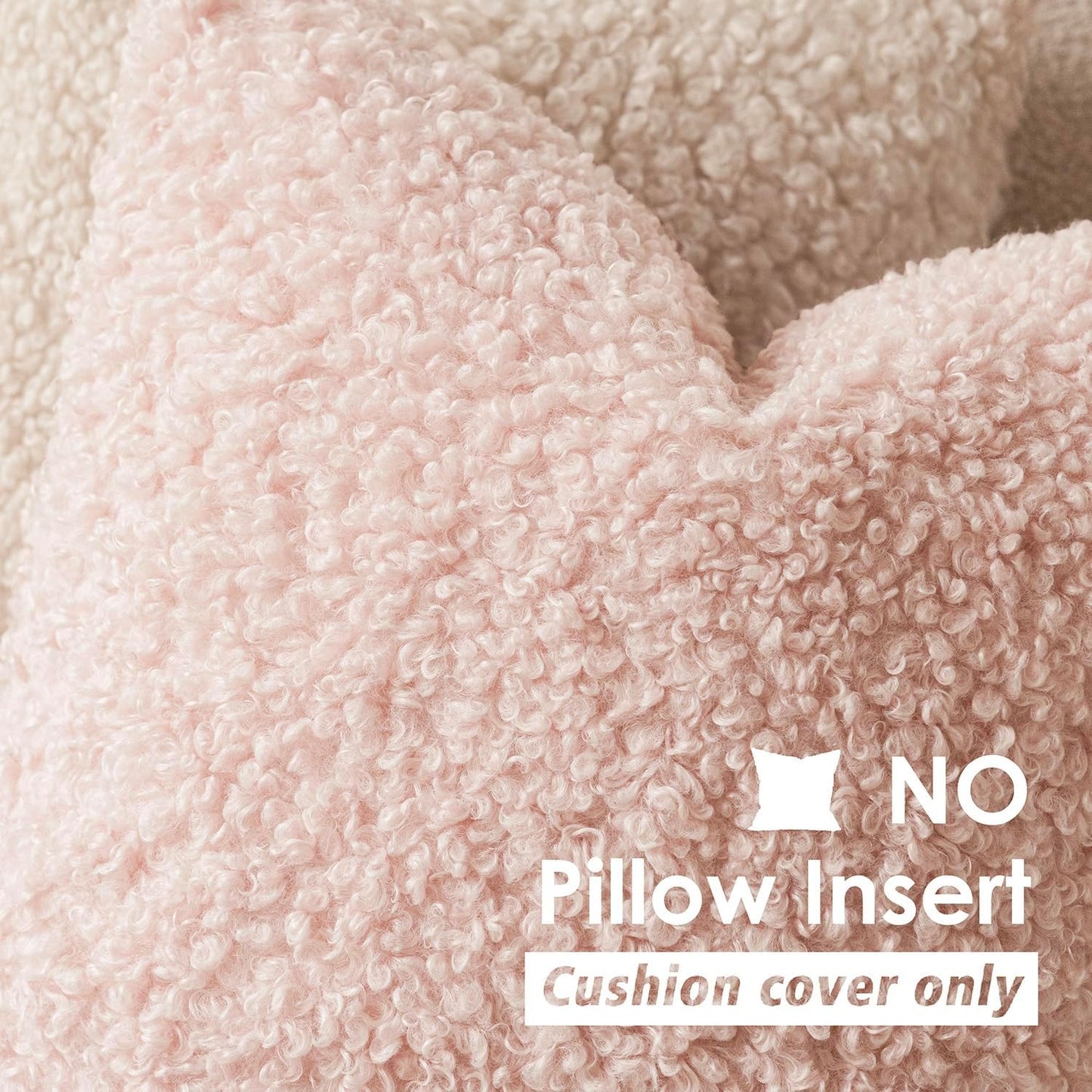 Foindtower 2 Pieces 22x22 Inch Light Pink, Faux Fur Throw Pillow Cover Accent Sherpa Furry Pillow Covers Fuzzy Soft Pillowcases Cozy Sheepskin Decorative Fleece Cushion Case for Bed Couch Living Room