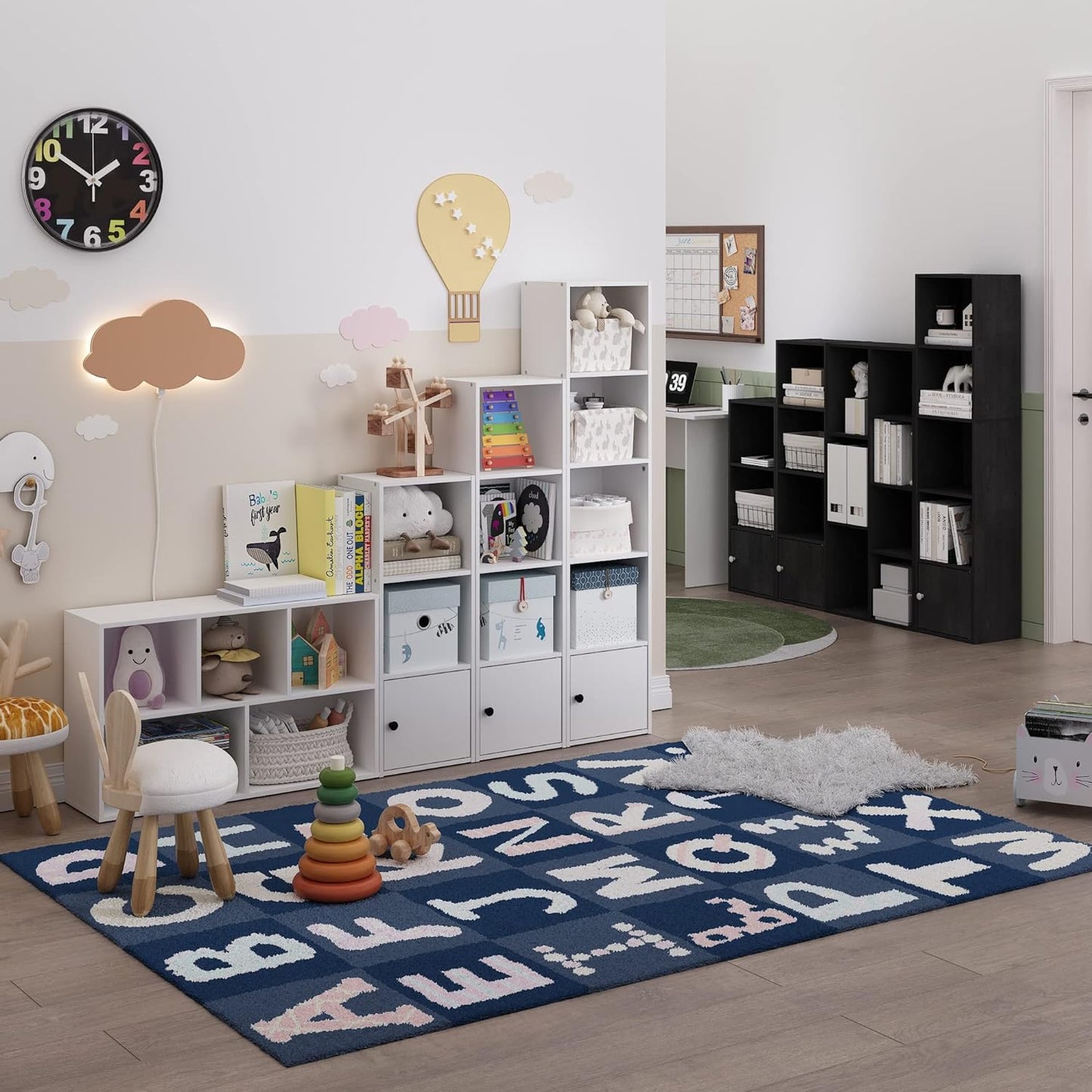 Furinno Luder Shelf Bookcase with 1 Door Storage Cabinet, Blackwood