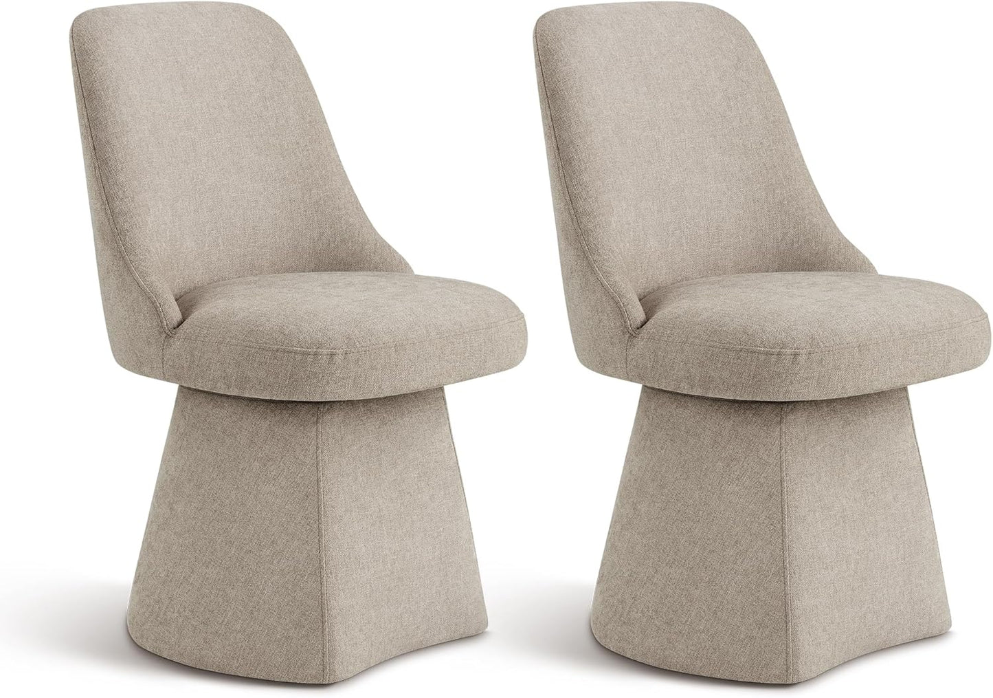 Swivel Dining Chair Mid Century Modern DeskChair High Back Upholstered Linen Fabric SideChair for Kitchen Diningroom Bedroom,Khaki,2 Box