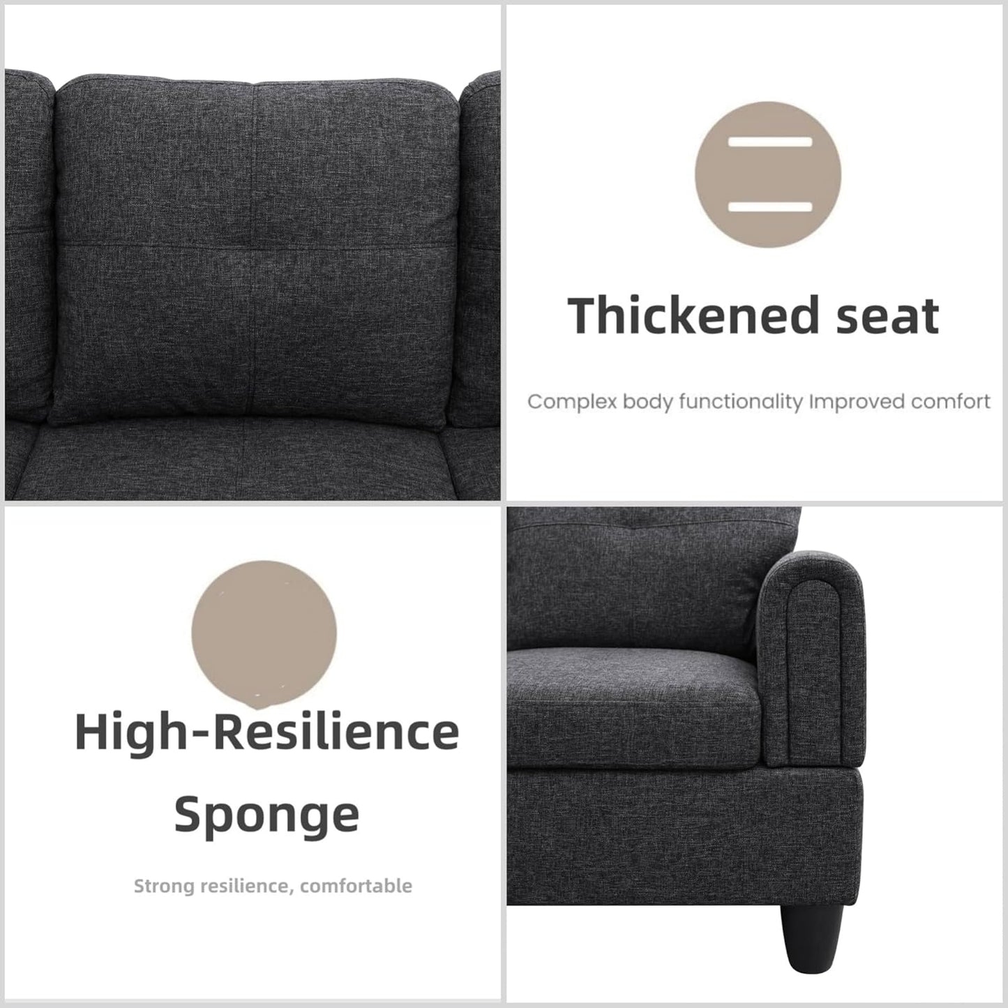 L Shaped Sectional Couches for Living Room, Modern Modular Sectional Sofa with Ottoman Storage, Comfy L Shaped Couch with Chaise for Bedroom Apartment Furniture, Gray