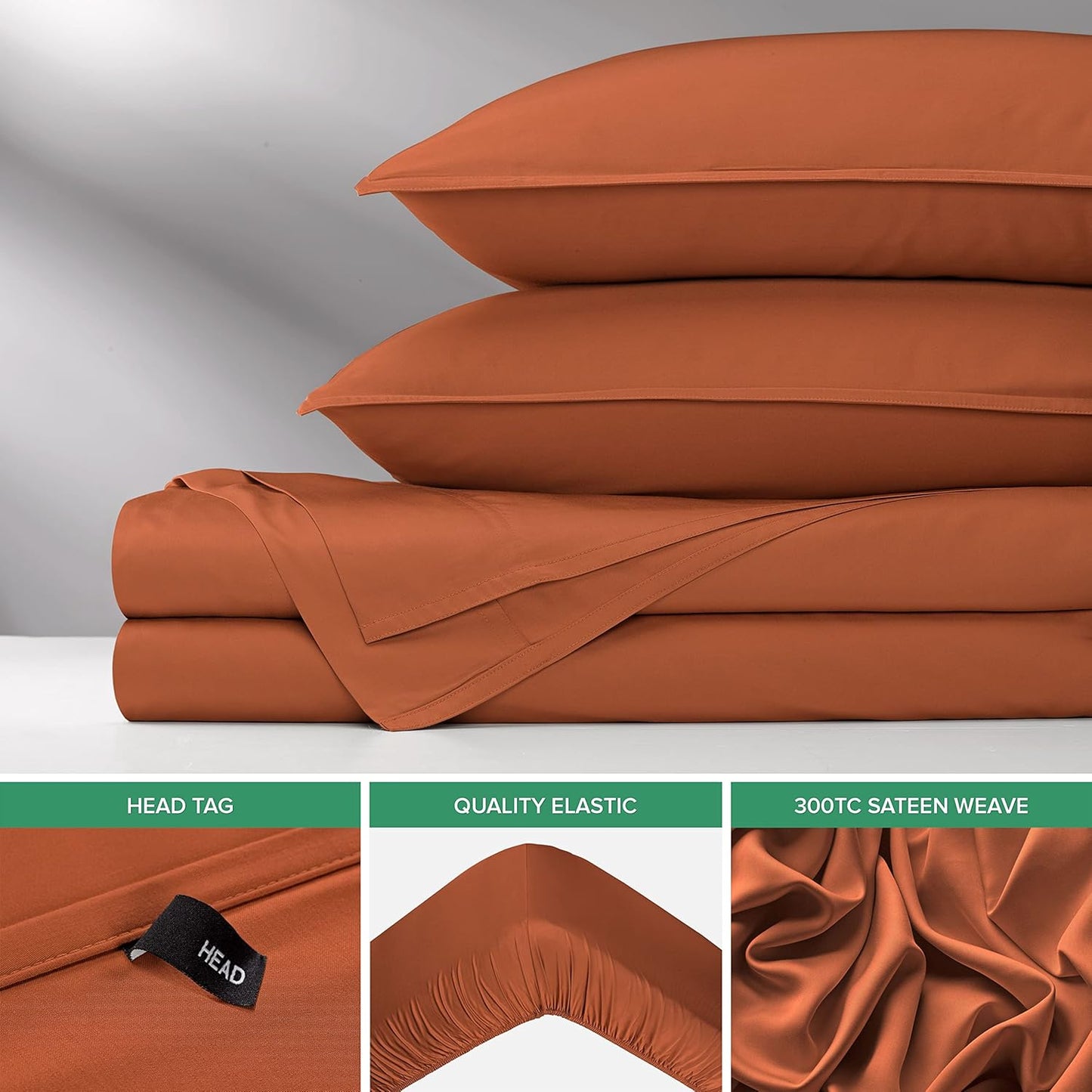 Full Sheets by Pure Bamboo, Genuine 100% Organic Viscose Derived from Bamboo Bed Sheet Set, Luxuriously Soft & Cooling, Double Stitching, Lifetime Quality Promise (Full, Terracotta)