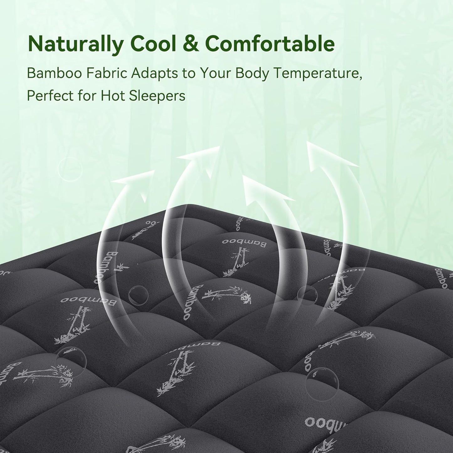 Anluoer Memory Foam Mattress Topper Queen for Back Pain, Rayon Derived from Bamboo Pillow Top Mattress Topper for Hot Sleepers,Cooling Mattress Pad with 8-21" Deep Pocket, 60x80 Inches, Dark Grey