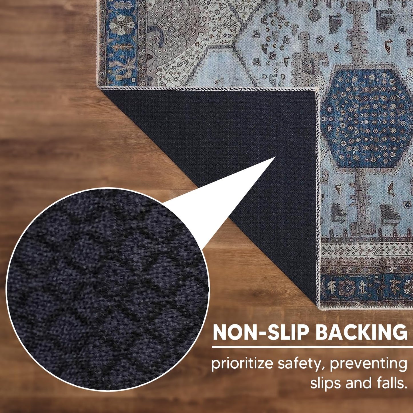 Keen Home Design 8x10 Rug - Machine Washable Area Rug with Non-Slip Backing, Ideal for Living Room, Dining Room, Bedroom - Vintage, Easy Clean, Durable, Low Pile Rug - (8' x 10')