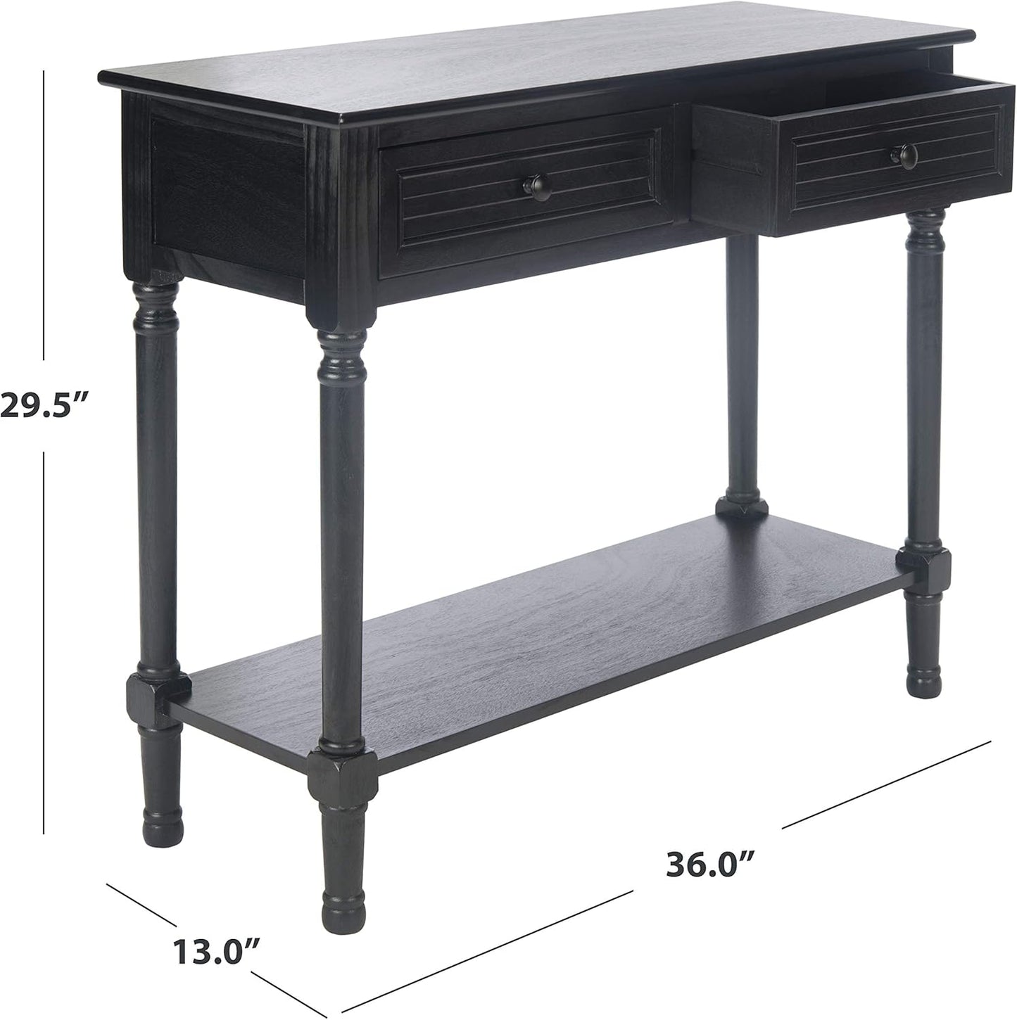 SAFAVIEH Home Collection Tate Black 2-Drawer Bottom Shelf Console Table CNS5720B
