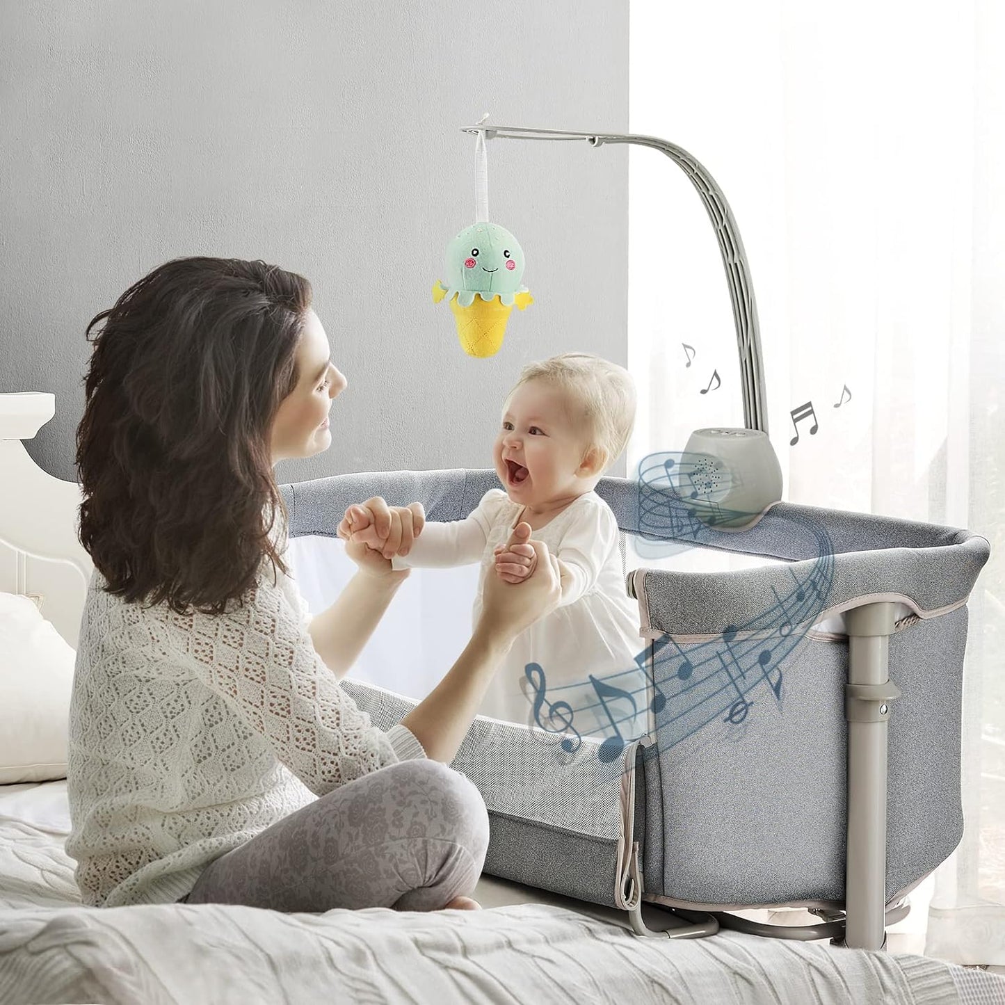 RONBEI Baby Basinet Bedside Sleeper,Infant Bedside Bassinet Bedside Crib for Baby/ Baby Boy/Baby Girl