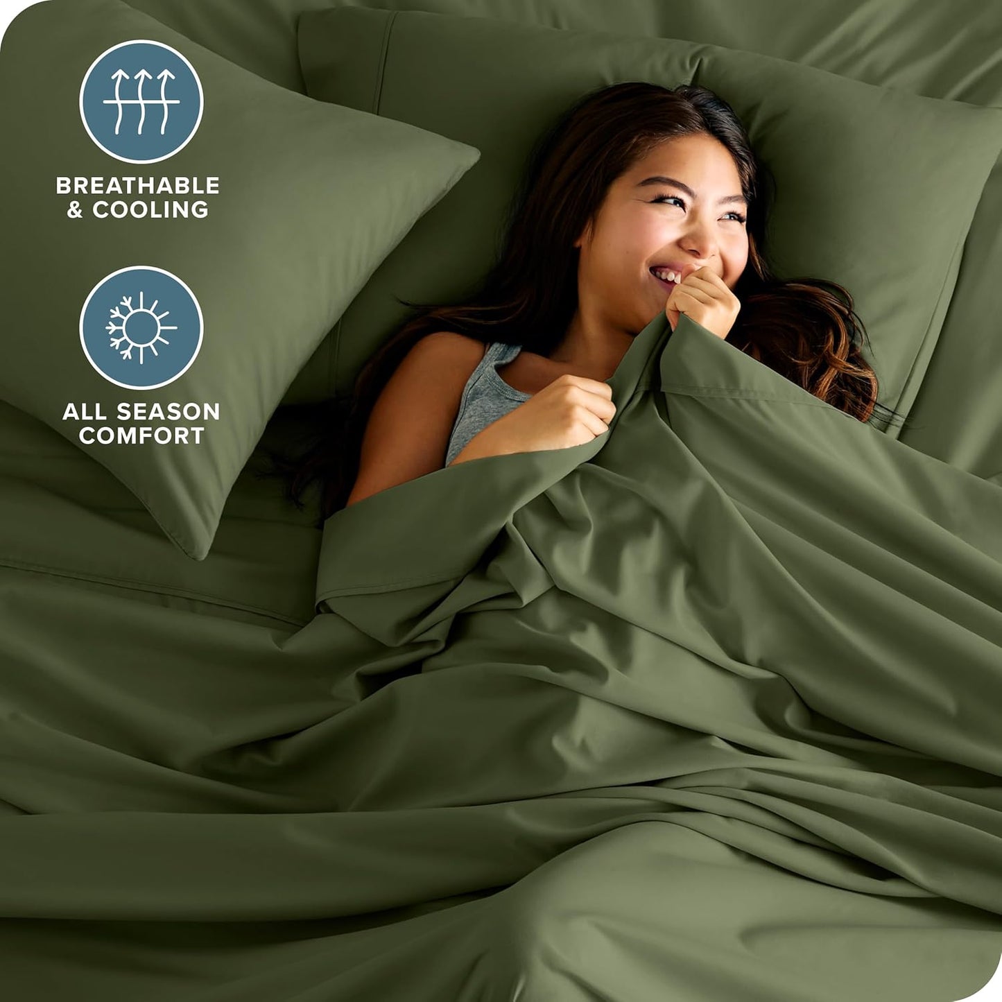 Bare Home California King Sheet Set - 1800 Ultra-Soft Microfiber Cal King Bed Sheets - Double Brushed - Deep Pockets - Easy Fit - 4 Piece Set - Bed Sheets (California King, Cypress)