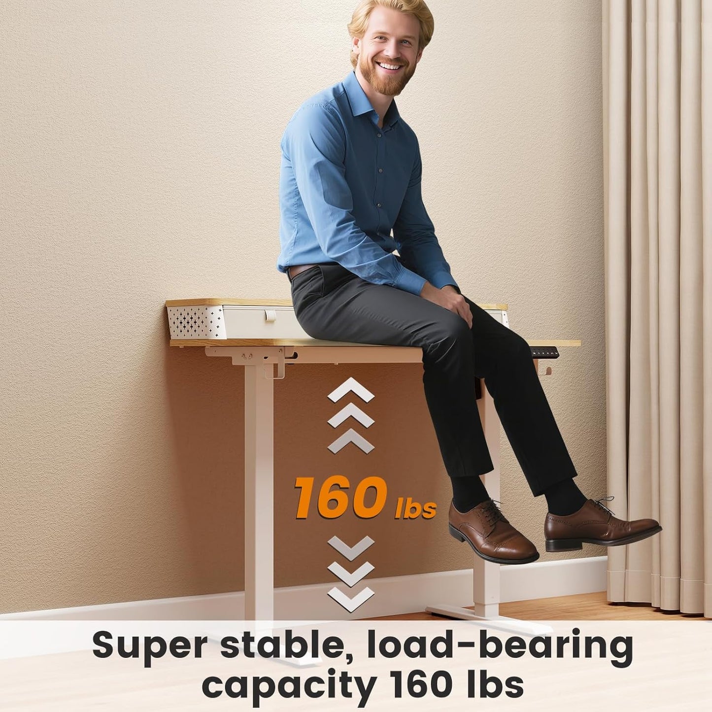 Small Standing Desk with Drawers and Brushless Motor,Electric Sit Stand Desk for Walking Pad,Ergonomic Stand Up Desk for Home Office & Gaming,3 Memory Height Preset & Hooks(35" x 20", Oak)