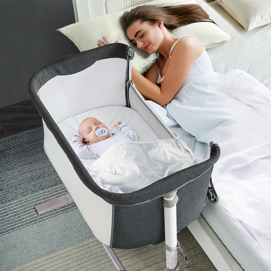 RONBEI Baby Bassinet Bedside Sleeper, Easy to Assemble Bassinets for Baby/Infants, Height Adjustable Bedside Bassinet for Newborn Baby