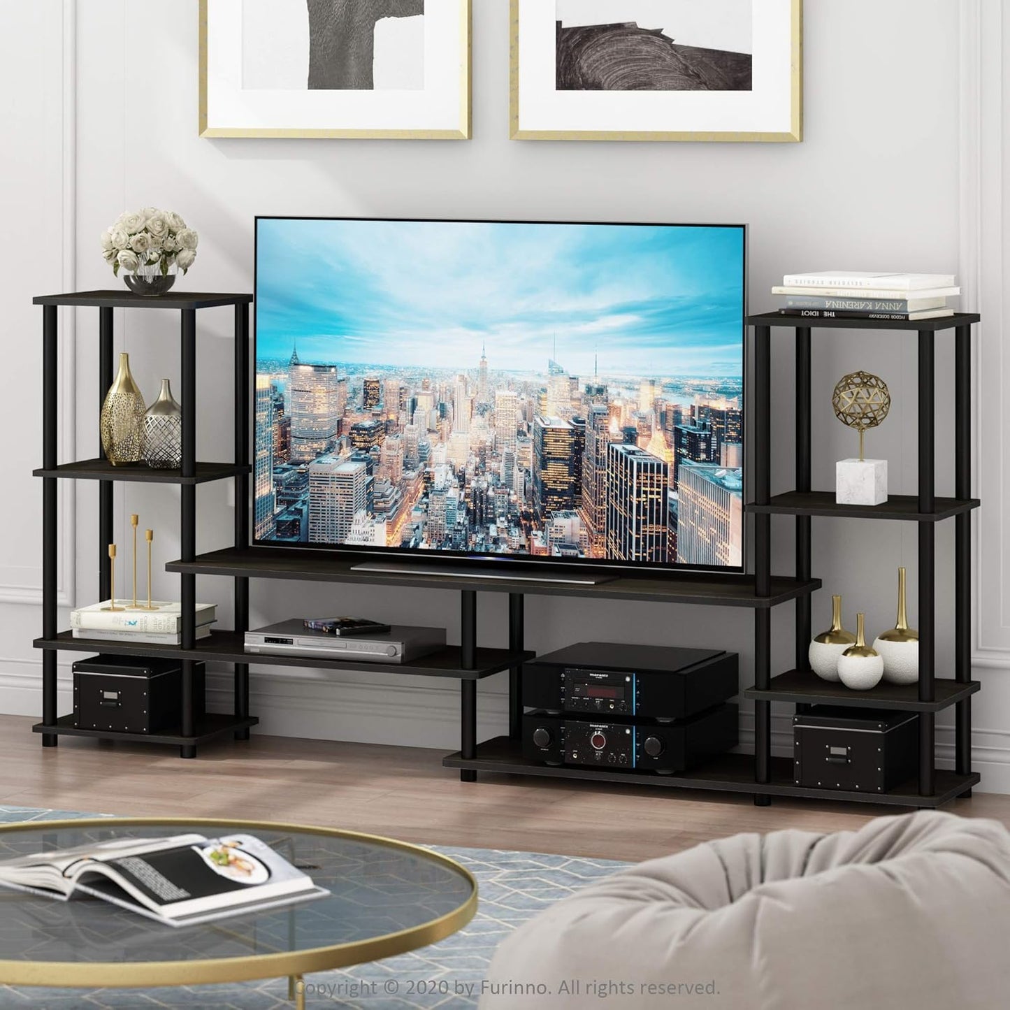 FURINNO Turn-N-Tube Grand Entertainment Center, Espresso/Black