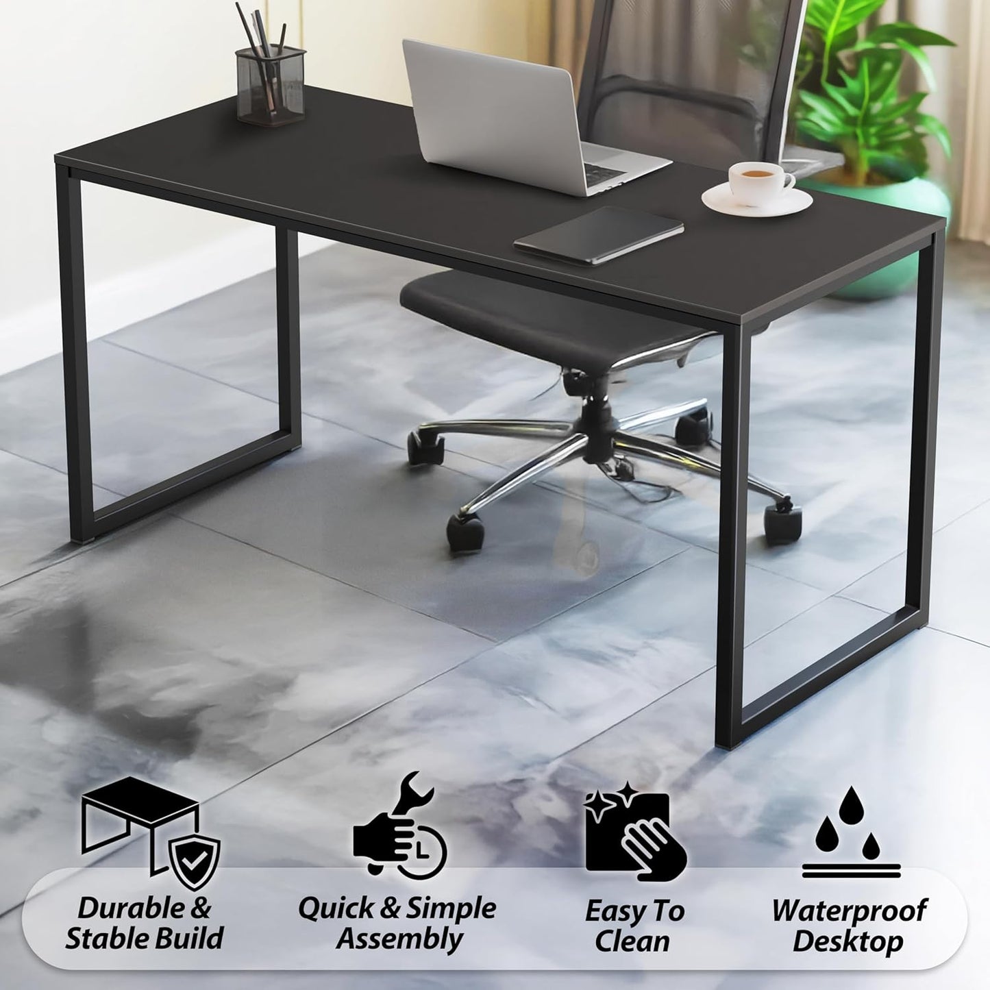 SHW Mission 48-Inch Home Office Computer Desk, Black