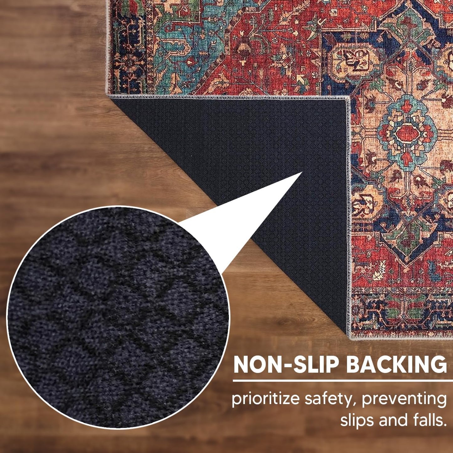 Keen Home Design 2x10 Rug - Machine Washable Runner Rug with Non-Slip Backing, Ideal for Hallway, Entryway, Kitchen, Laundry Room - Vintage, Easy Clean, Durable, Low Pile - (2'6" x 10')