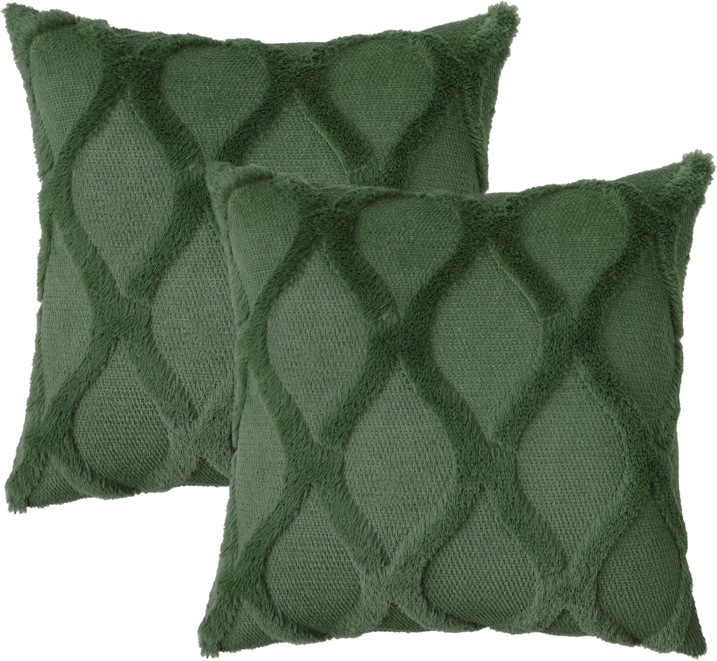 decorUhome Throw Pillow Covers 26x26 Inch Set of 2, Soft Plush Faux Fur Wool Forest Elf Couch Pillow Covers, Decorative Neutral Pillow Cases for Bed Sofa Living Room Home Decor