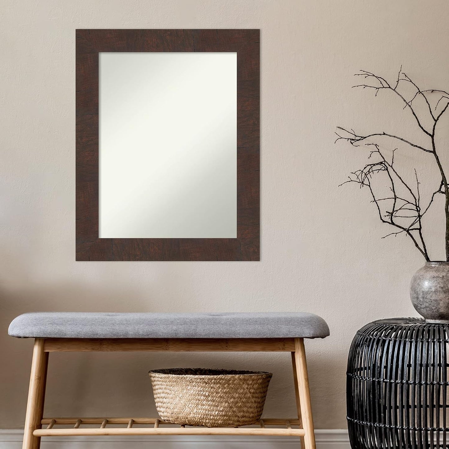 Amanti Art White Bathroom Mirror for Over Sink, 28x22 Wedge White Rectangle Vanity Mirror, Medium Modern Frame, Hangs Horizonally and Vertically, Bathroom Wall Decor, Non-Beveled Edge from WI, USA