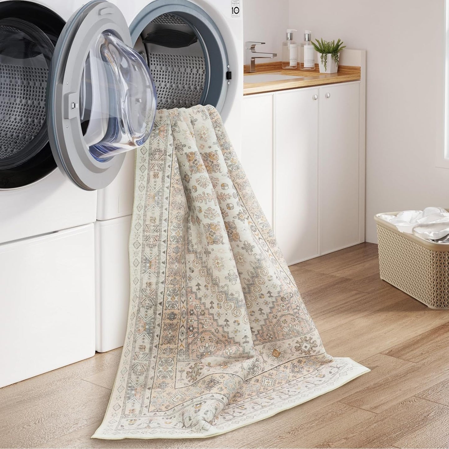 zesthome 8x10 Area Rugs for Living Room,Non-Slip Backing Washable Rugs,Vintage Large Area Rug，Stain Resistant Home Decor Rug