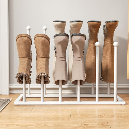 pickpiff Boot Rack Organizer Tall Boots, White Boot Storage Organizer Tall Boots for Closet, Entryway, Garage, Porch, Free Standing Shoe Racks for 6 Pairs