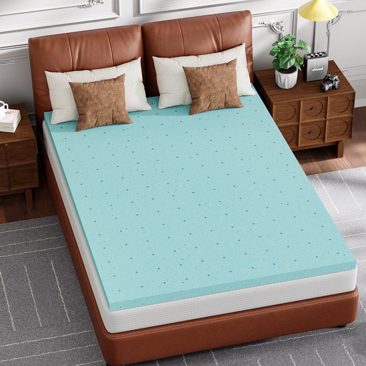 FDW | 5" Full Mattress + 3" Cooling Mattress Topper | Gel Memory Foam | Medium Firm Feel | White | with Washable Cover for Cool Sleep and Pressure Relief | Bed in a Box, CertiPUR-US Certified