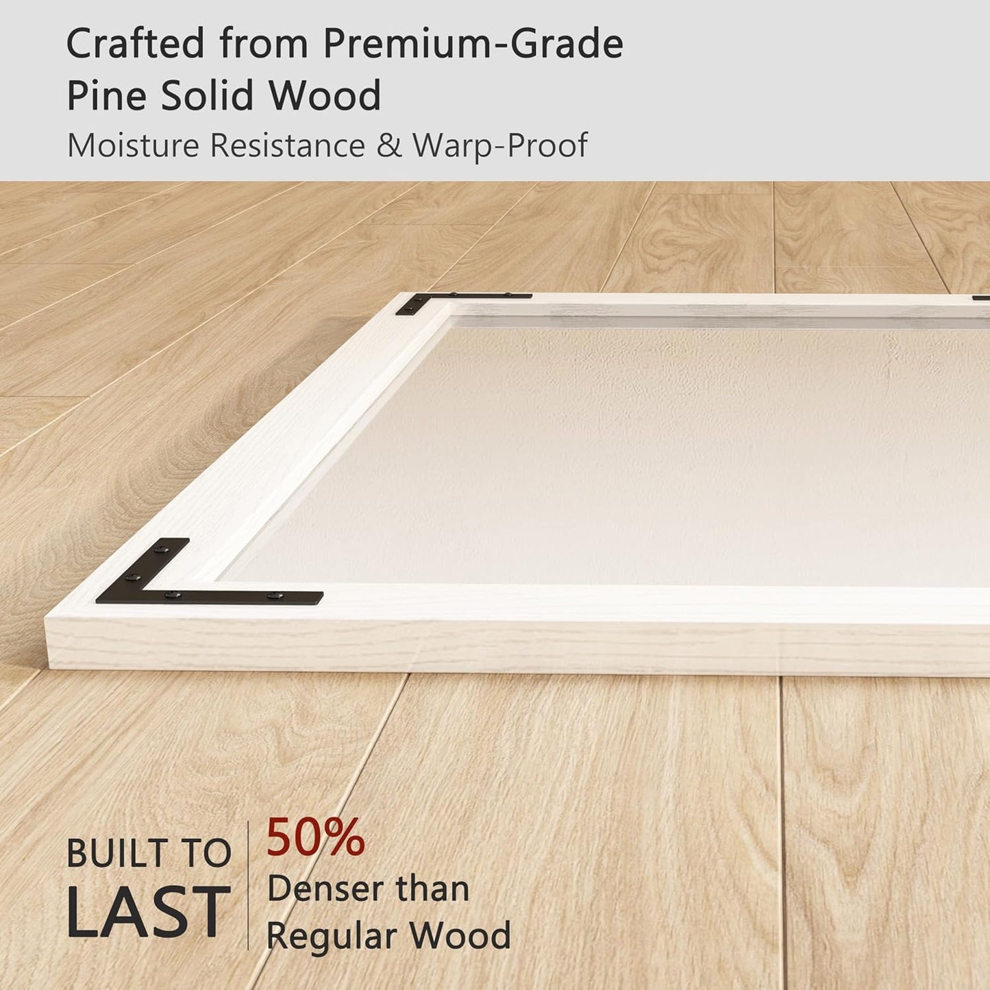 VocalStar White Wood Framed Mirror 24 x 36 Inch, Rustic Natural White Wooden Rectangle Bathroom Vanity Wall Mirror for Farmhouse Boho Decor, 1/4-inch Shatterproof Glass | Waterproof