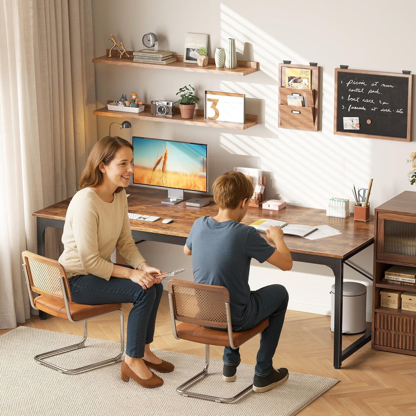 PRAISUN 70.8 X 29.5 Inch Computer Desk with Deeper Desktop, Gaming Office Writing Work Desk for Home Office, Study, Bedroom, Work from Home, Metal Frame, Rustic Brown