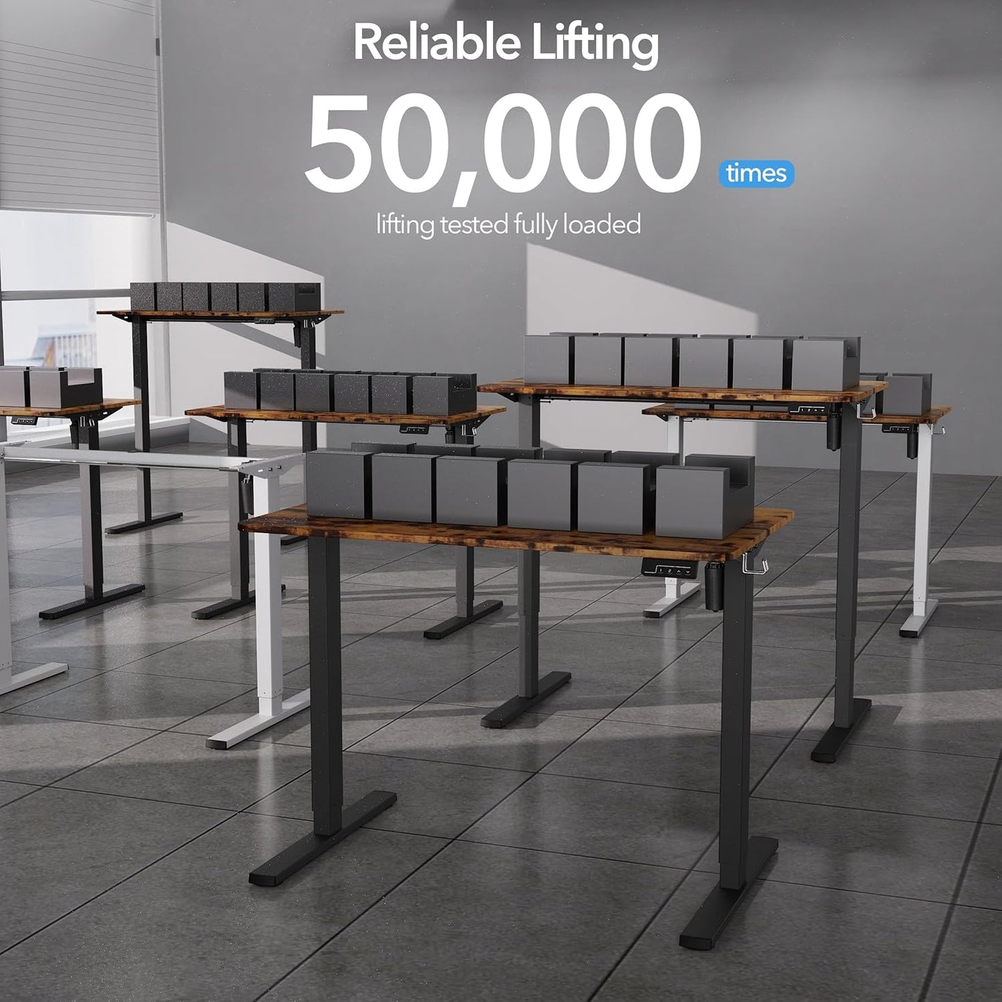 Electric Standing Desk Adjustable Height, 40x24 Inches Sit Stand up Desktop for Home Office, Ergonomic Rising Computer Table with Memory Preset, Rustic Brown