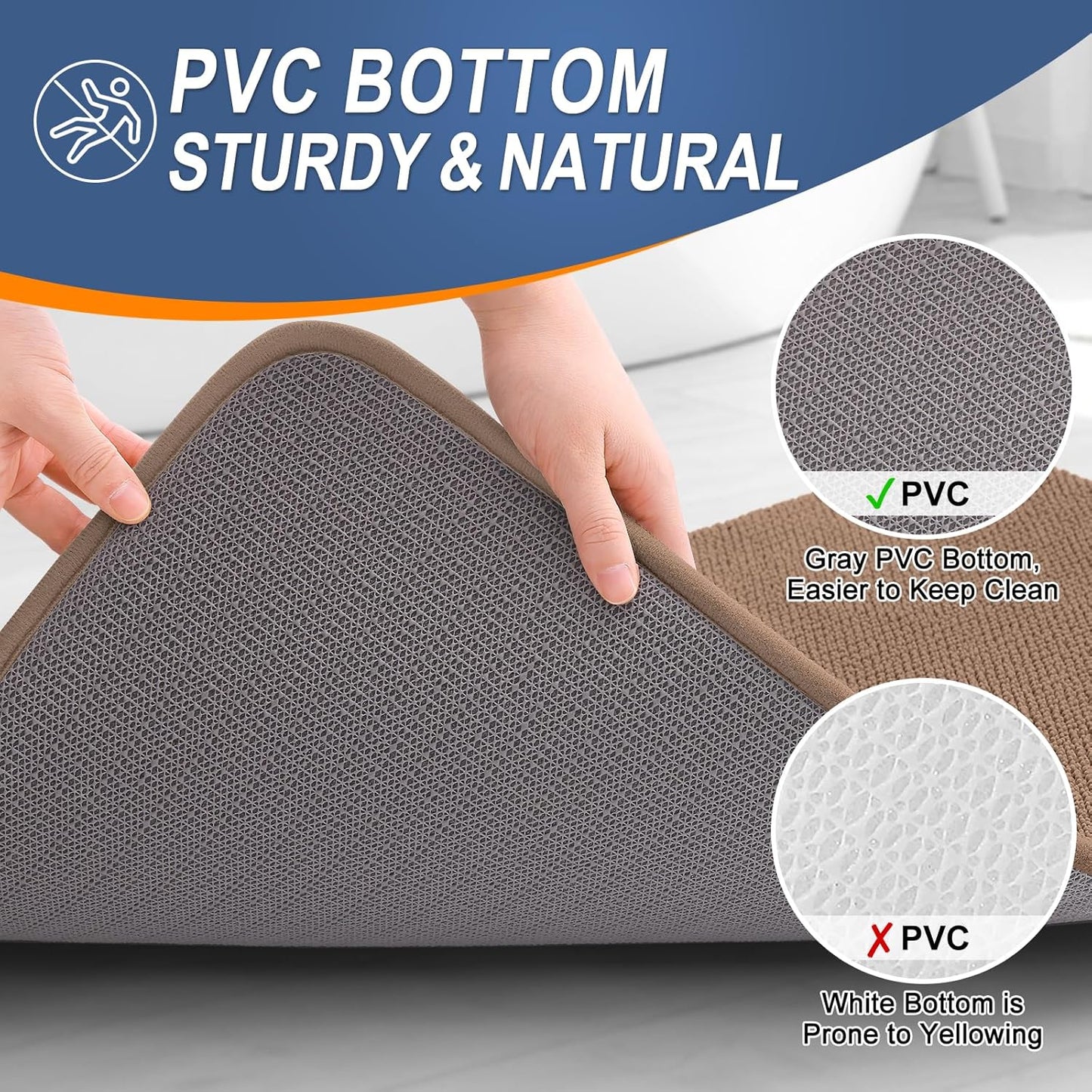 OLANLY Thick Memory Foam Bath Mat Rug 24x16, Extra Soft Absorbent Bathroom Rug, Quick Dry Bath Mats, Non-Slip, Machine Washable Carpet for Bathroom, Tub and Shower, Home Decor Accessories, Mocha