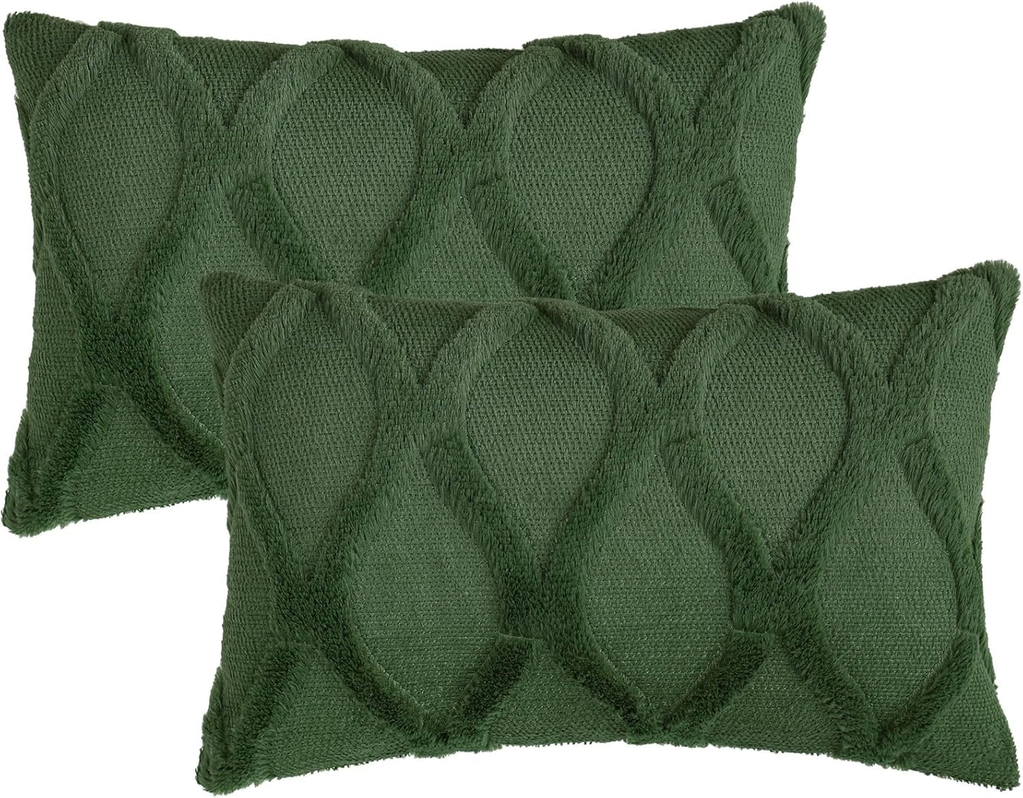 decorUhome Throw Pillow Covers 12x20 Inch Set of 2, Soft Plush Faux Fur Wool Lumbar Forest Elf Couch Pillow Covers, Decorative Neutral Pillow Cases for Bed Sofa Living Room Home Decor