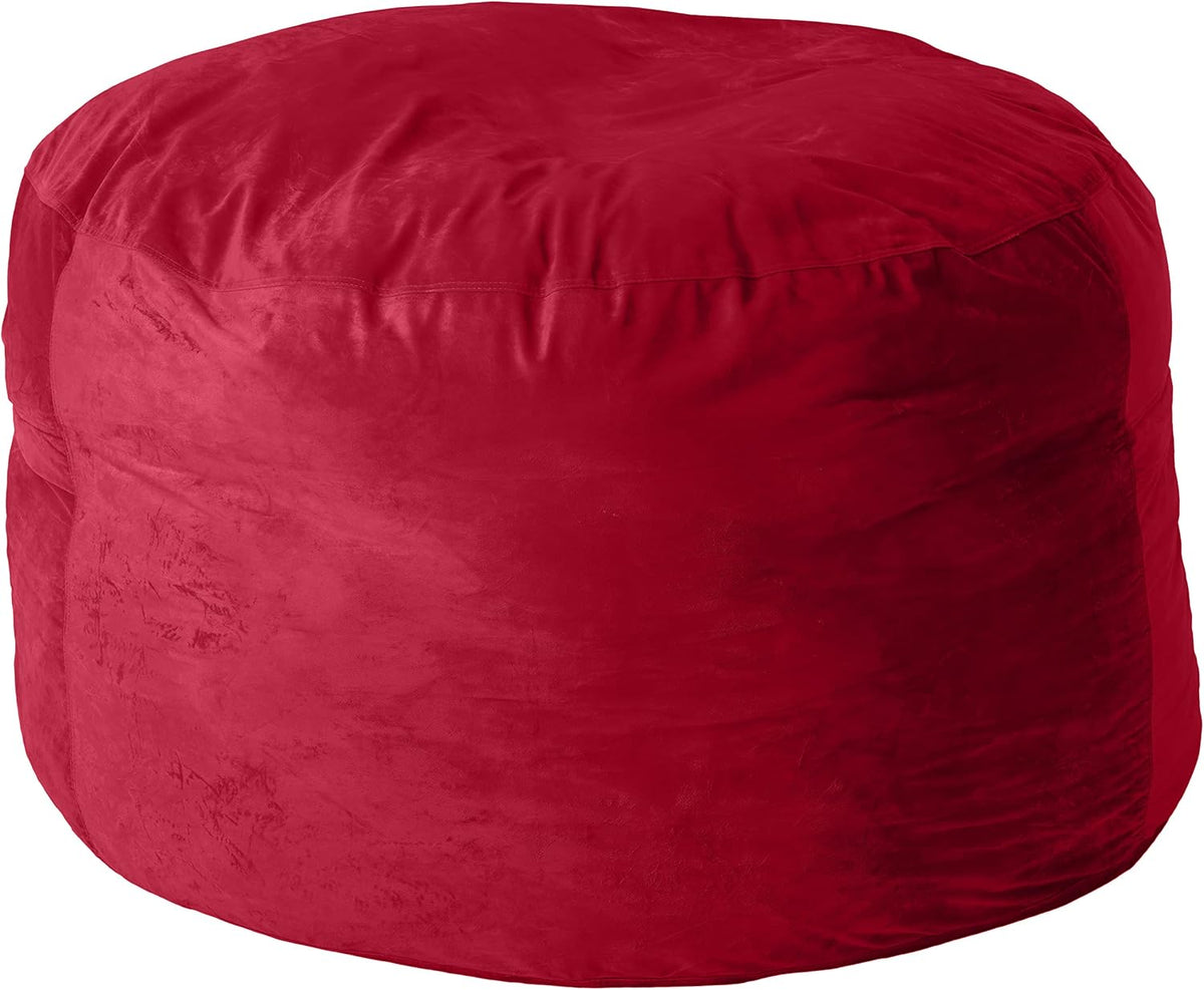 Sofa Sack Bean Bag Chair Cover Only, for Adults and Kids, Without Filling Comfy Fluffy Round or Oval Beanbag Chair Cover Replacement, Lazy Sofa Cover for Reading Chair or Floor Chair, 5-Feet, Cinnabar