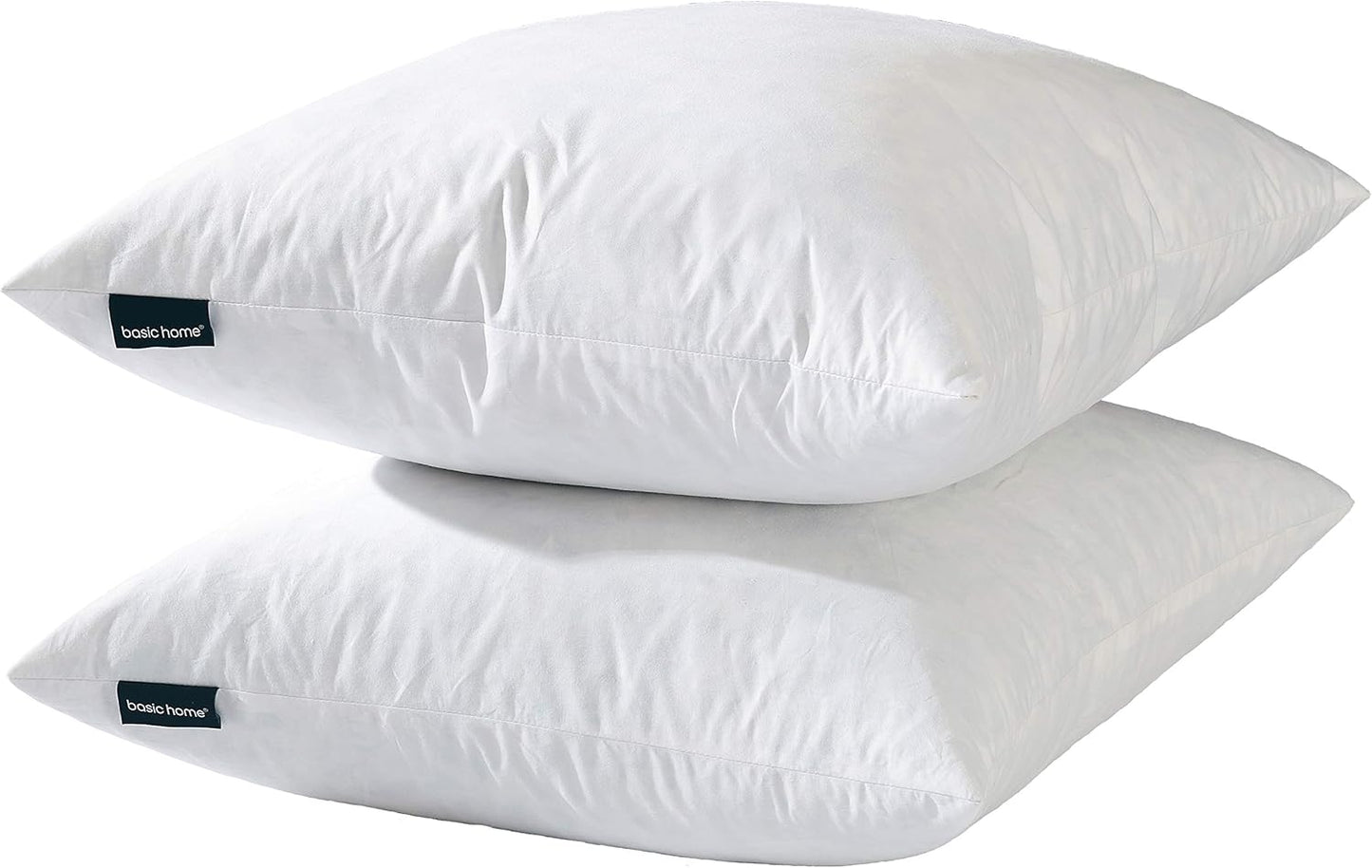 16x16 Decorative Throw Pillow Inserts-Down Feather Pillow Inserts-Square-Cotton Fabric-Set of 2-White.