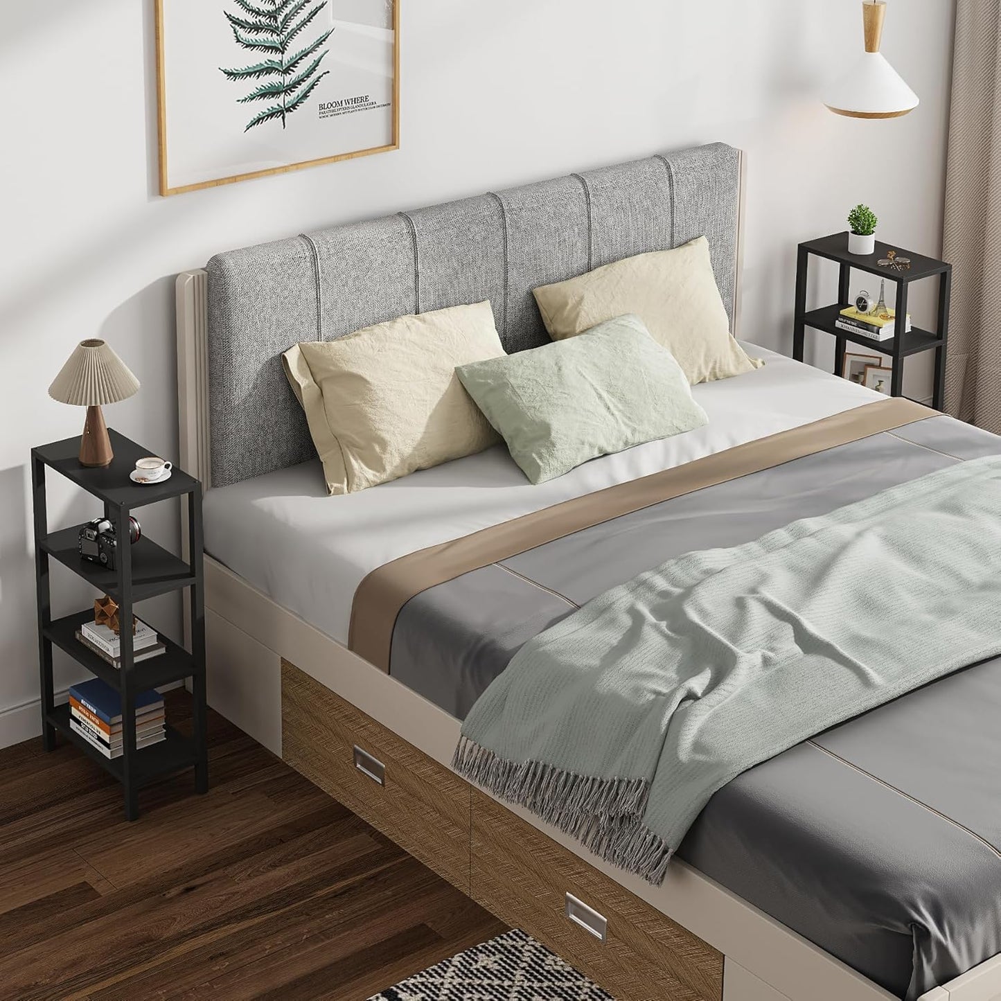 TUTOTAK Small Side Table, Narrow End Table, Skinny Sofa Table, Slim Nightstand, Couch Table, Living Room, Bed Room, Black TB01BK0782