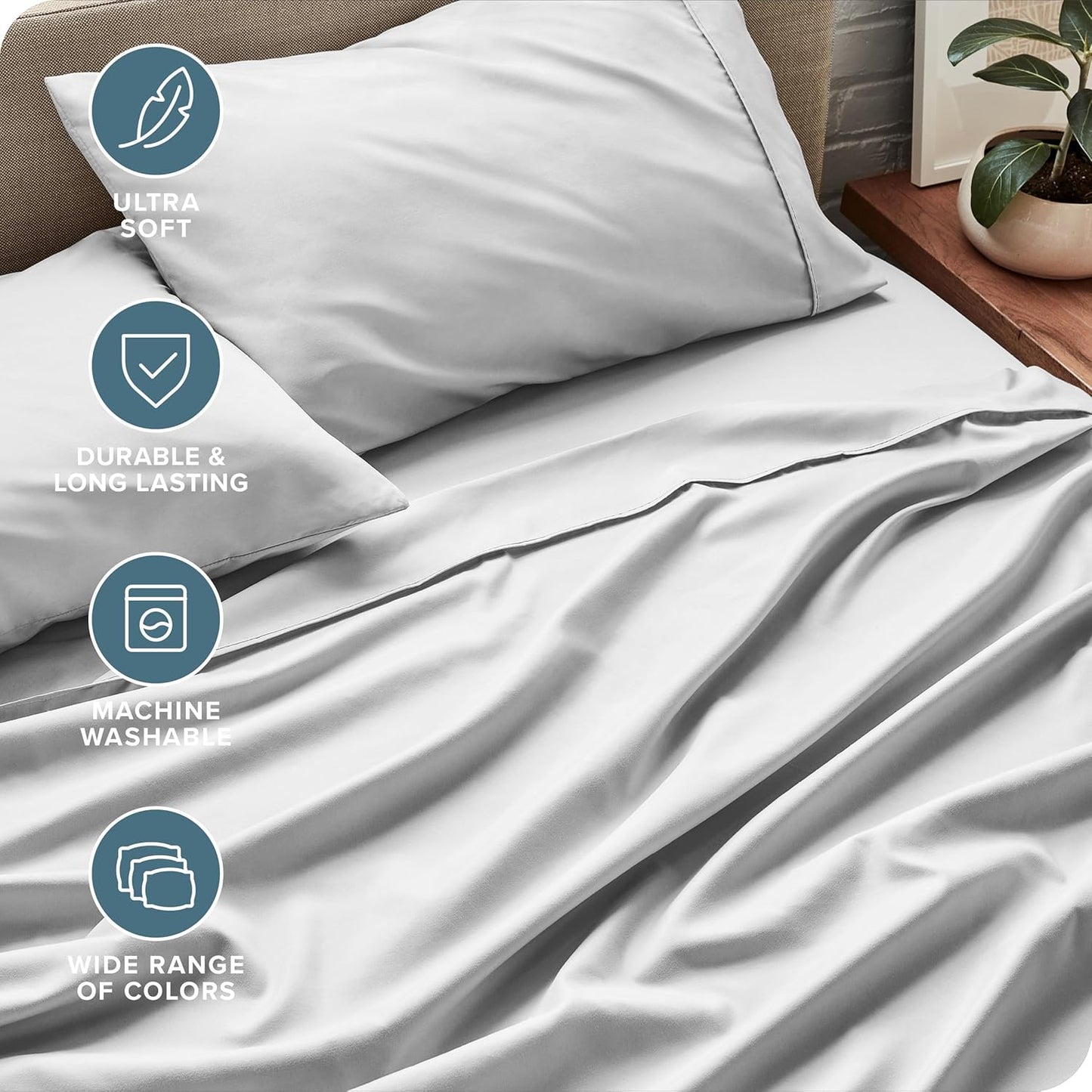 Bare Home Full Sheet Set - Luxury 1800 Ultra-Soft Microfiber Full Bed Sheets - Double Brushed - Deep Pockets - Easy Fit - 4 Piece Set - Bedding Sheets & Pillowcases (Full, Cloud Grey)