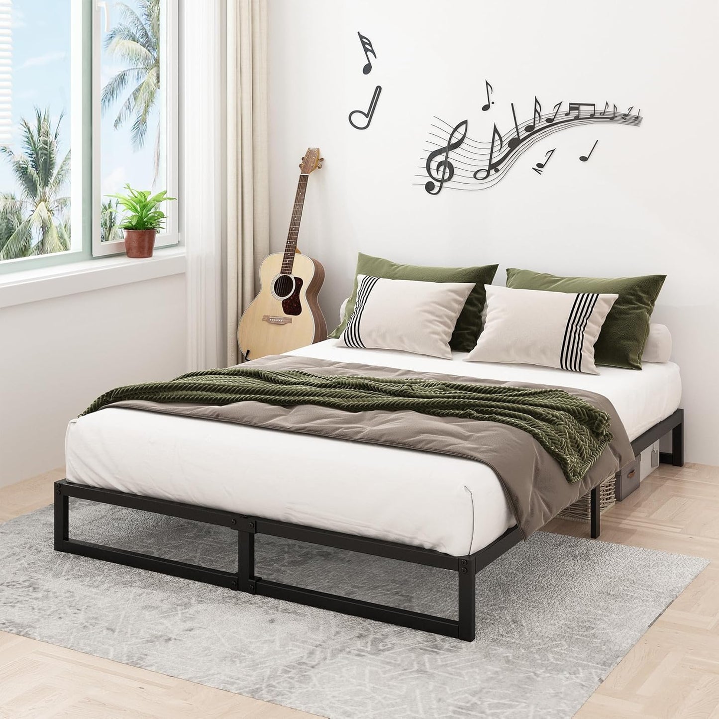 8 Inch Full Bed Frame No Box Spring Needed, Heavy Duty Metal Platform Beds with Sturdy Steal Slats for Mattress Foundation, Easy Assembly, Noise Free, Black