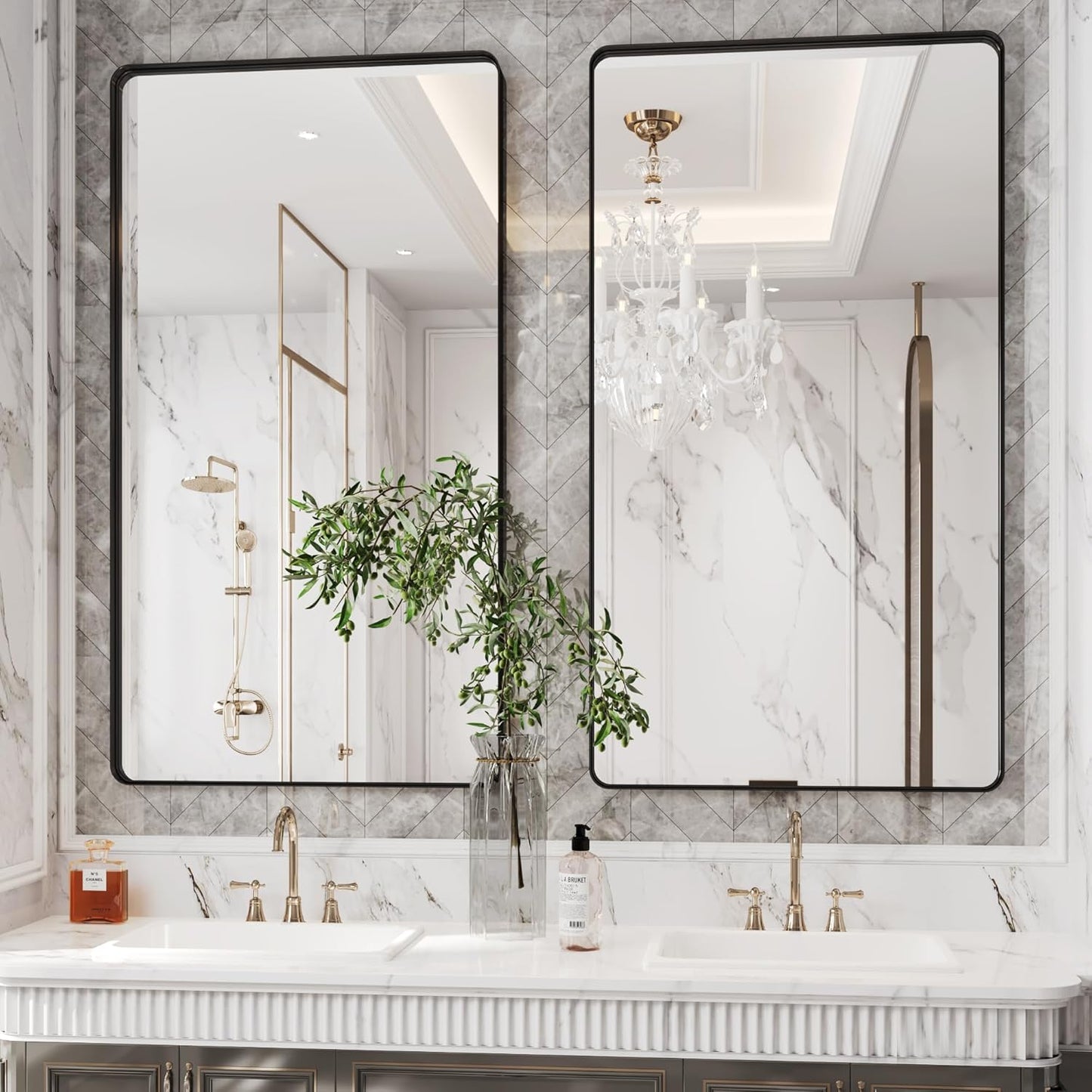 Black Mirror for bathroom30x55 inch,Black Frame Mirror,Bathroom Mirrors for Over Sink,Mirrors for Wall,Restroom Mirrors for Wall