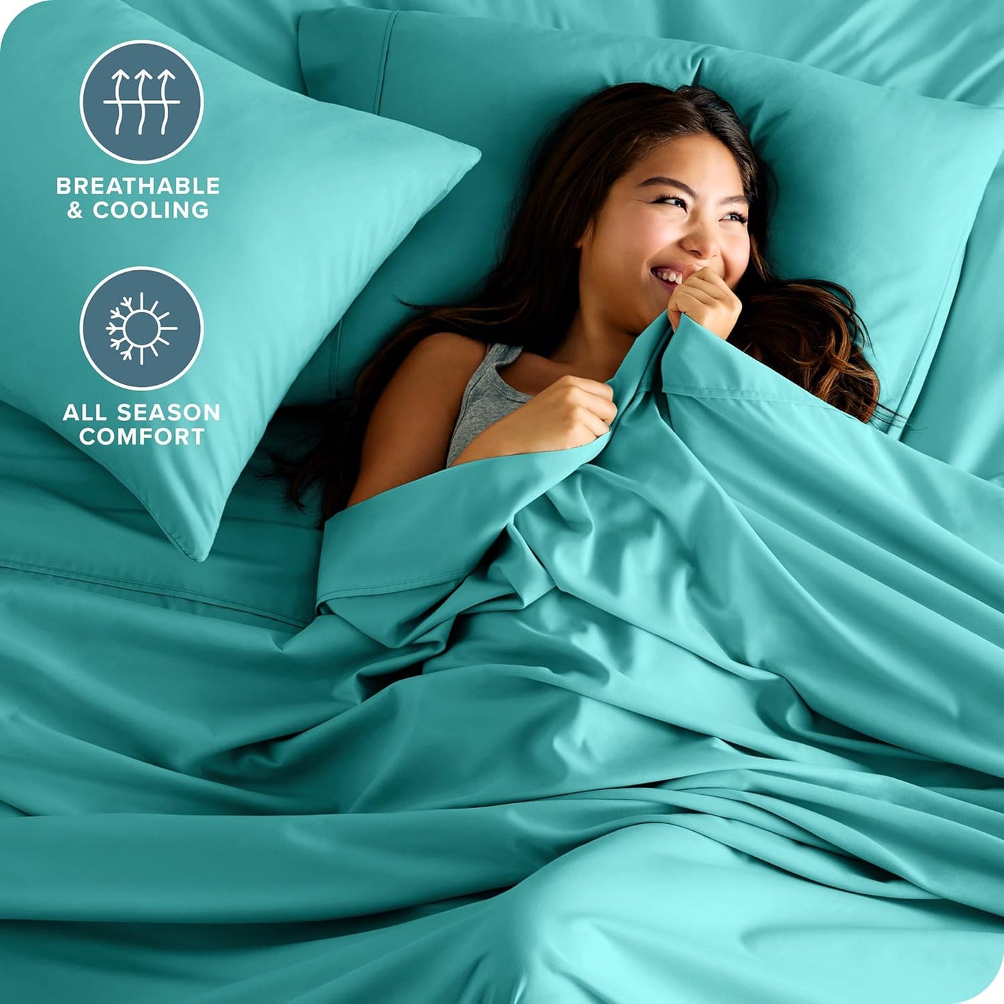 Bare Home King Sheet Set - Luxury 1800 Ultra-Soft Microfiber King Bed Sheets - Double Brushed - Deep Pockets - Easy Fit - 4 Piece Set - Bedding Sheets & Pillowcases (King, Turquoise)