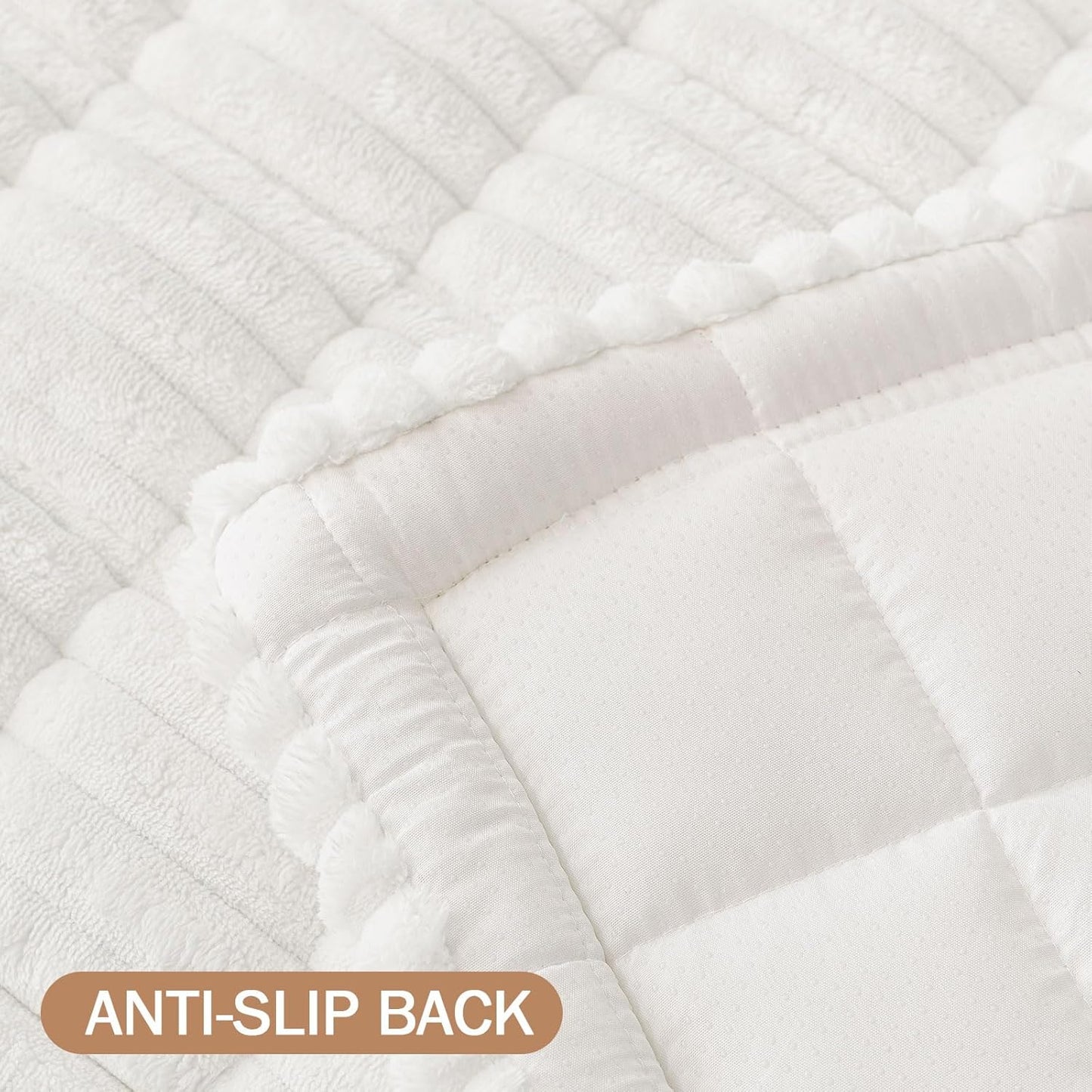 Smiry Couch Cover for Dogs Washable, Non Slip Fuzzy Pet Couch Covers for 3 Cushion Sofa Pet Friendly, Thick Soft Sofa Slipcovers Cushion Protector (White, 27.6" x 82.7")