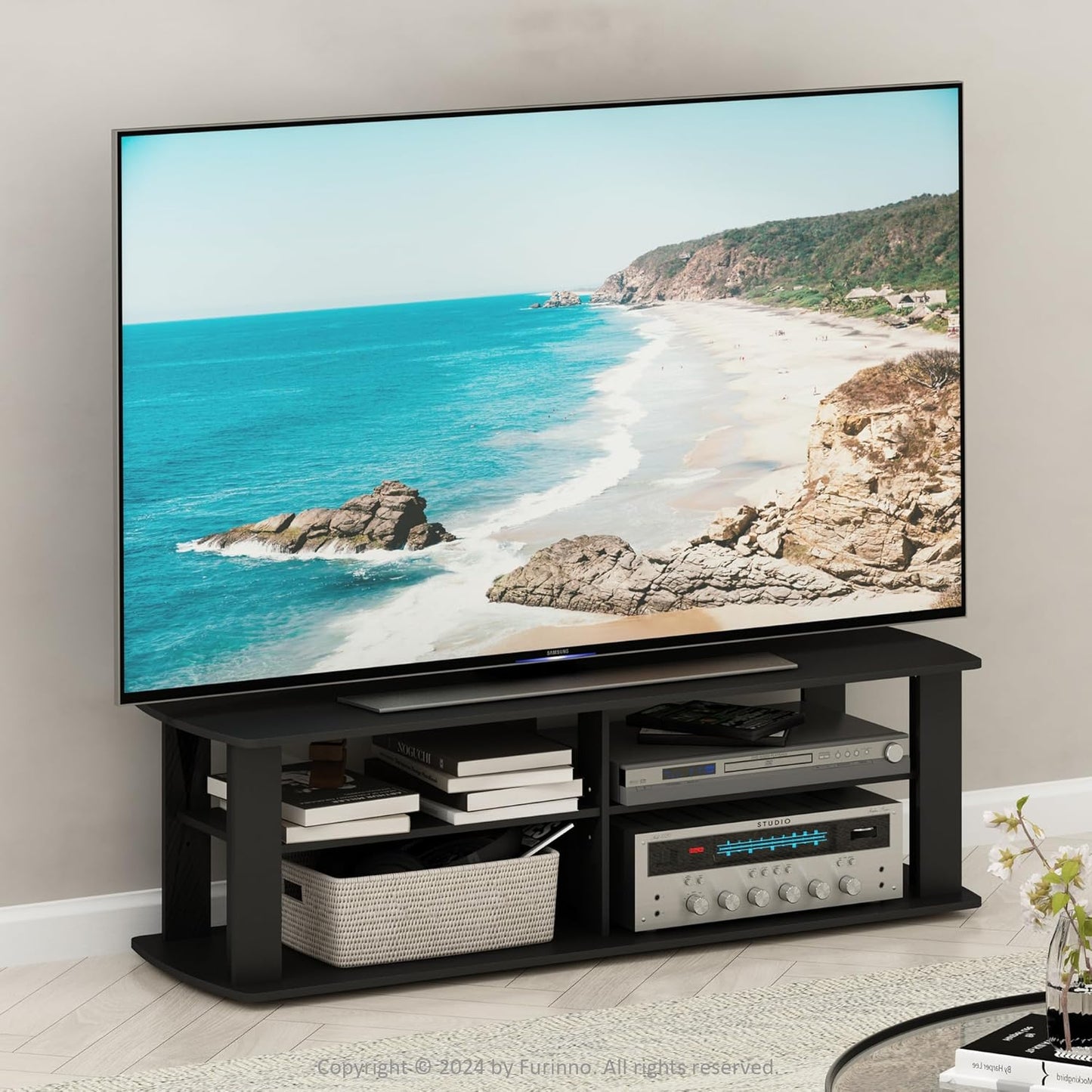 Furinno 11191BK THE Entertainment Center TV Stand, Black