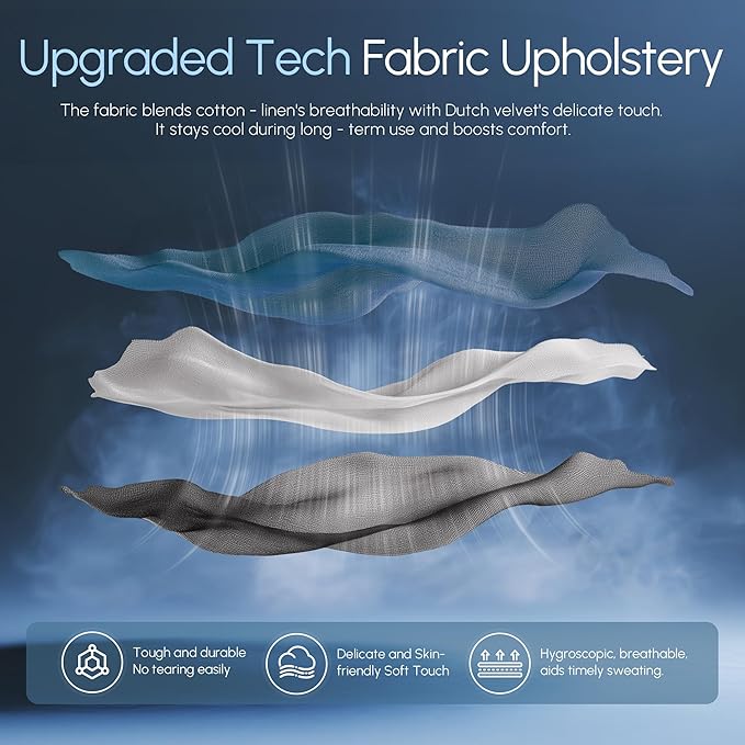 Dowinx Fabric Gaming Chair with Pocket Spring Cushion,Breathable Computer Chair with Massage Lumbar Support and Footrest,High Back Game Office Chair for Adult,Dark Blue