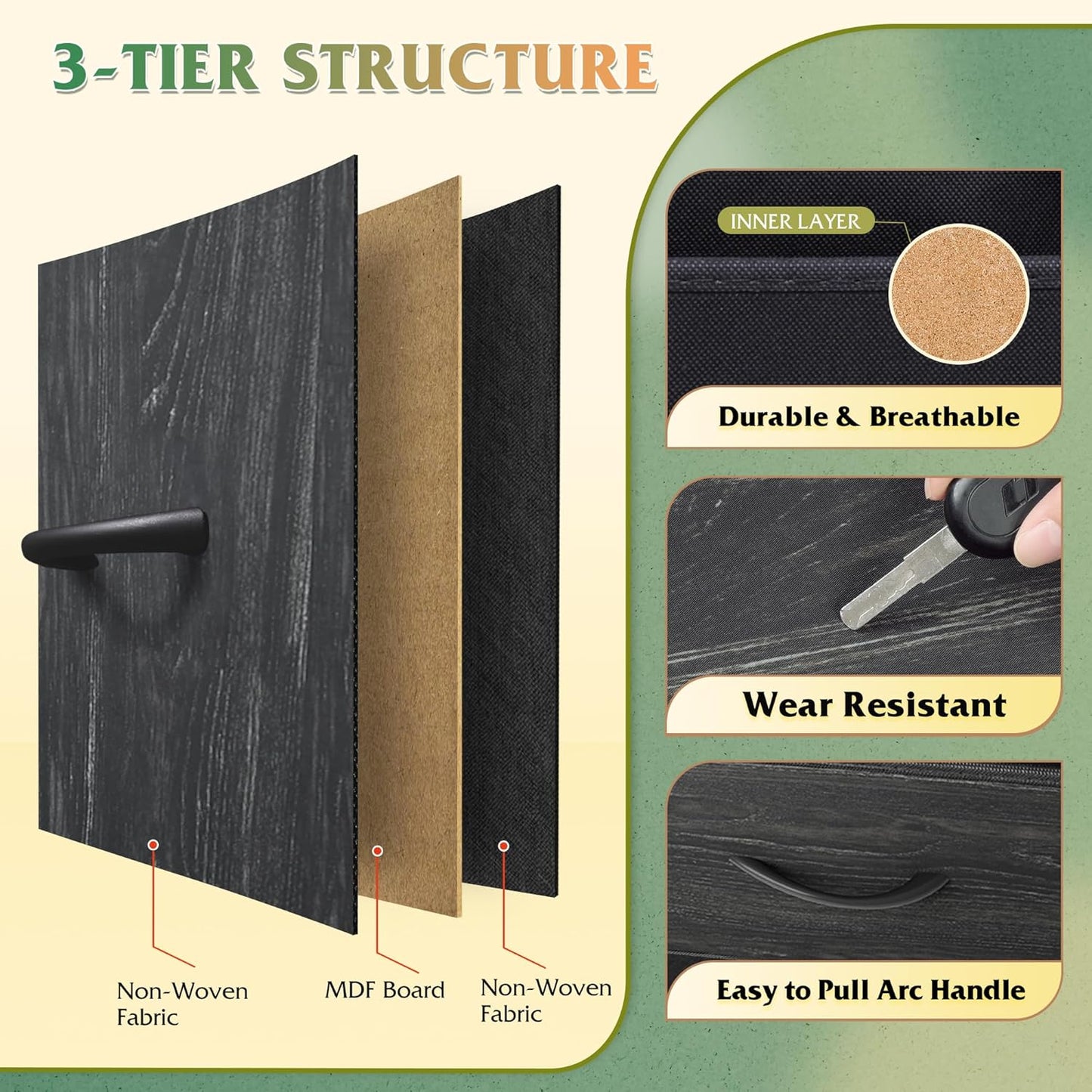 WLIVE 63''W Dresser for Bedroom, Black Dresser TV Stand for 65, 70, 75 inch TV, Wide Chest of Drawers with 9 Drawer, Large Entertainment Center, Fabric Dressers with Wood Top for Closet, Living Room