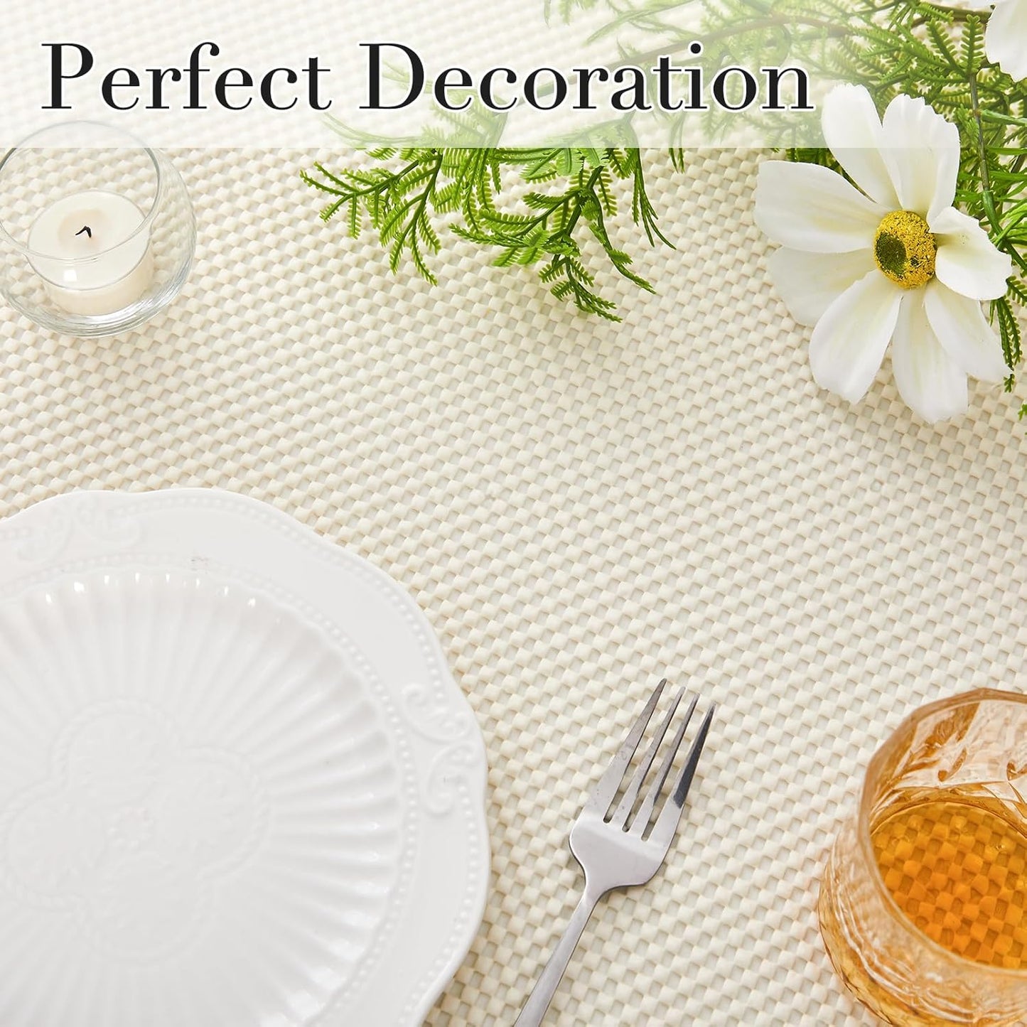 Beautysaid Shelf and Drawer Liner for Kitchen Cabinet, Non Adhesive Non Slip Shelf Paper Thickened for Dresser Pantry Shelve Bathroom Protector Liner Breathable Mat(Cream White Weave,12 in x 20FT)