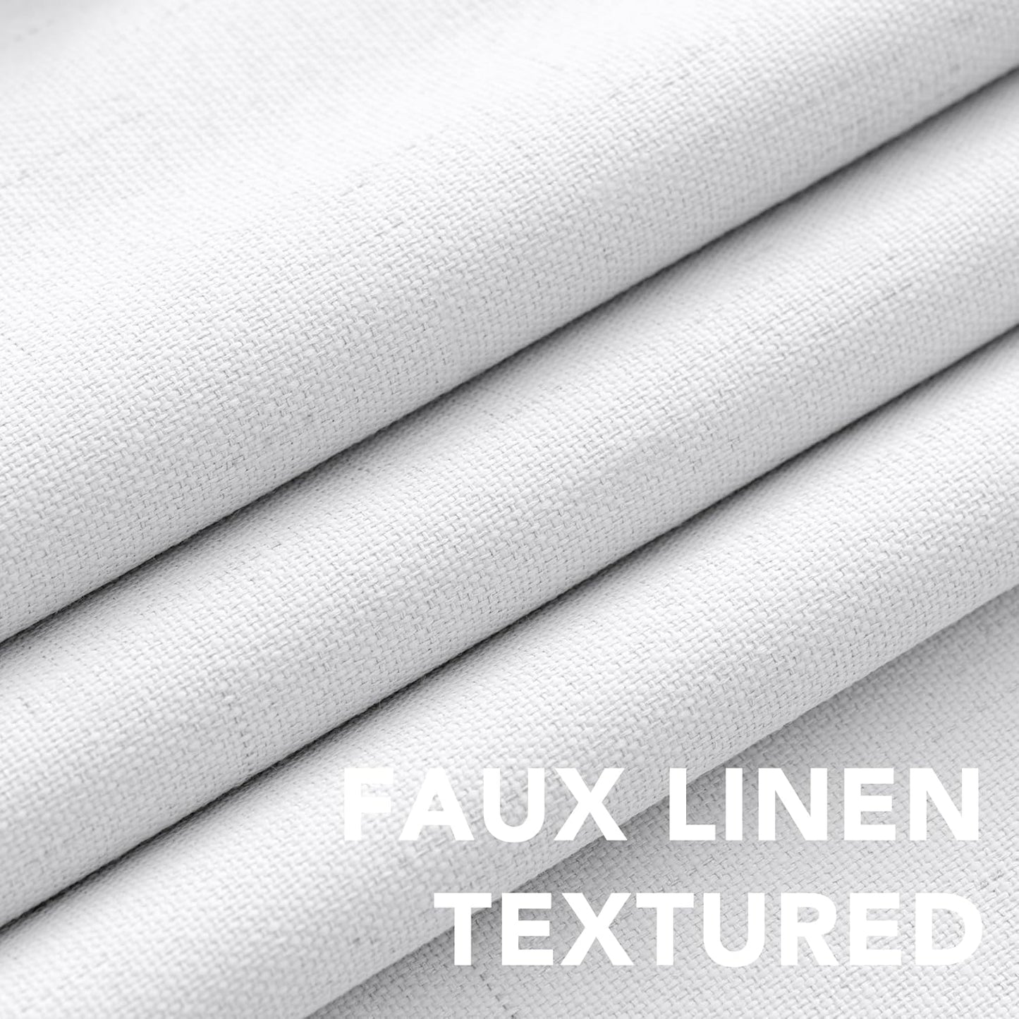 H.VERSAILTEX 100% Blackout Curtains for Bedroom Thermal Insulated Linen Textured Curtains Heat and Full Light Blocking Drapes Living Room Curtains 2 Panel Sets, 52x63 - Inch, Pure White