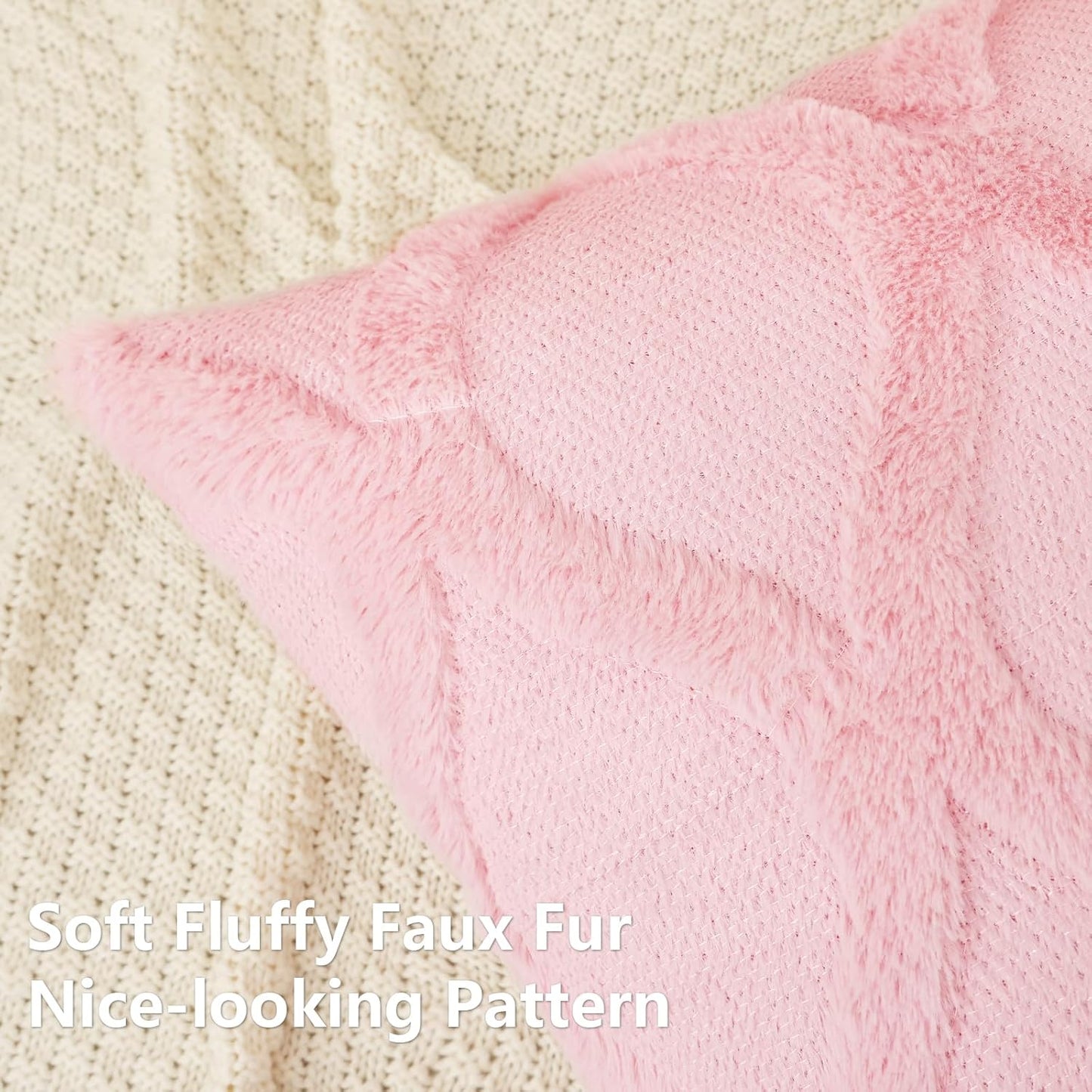 decorUhome Throw Pillow Covers 20x20 Inch Set of 2, Soft Plush Faux Fur Wool Light Pink Couch Pillow Covers, Decorative Neutral Pillow Cases for Bed Sofa Living Room Home Decor