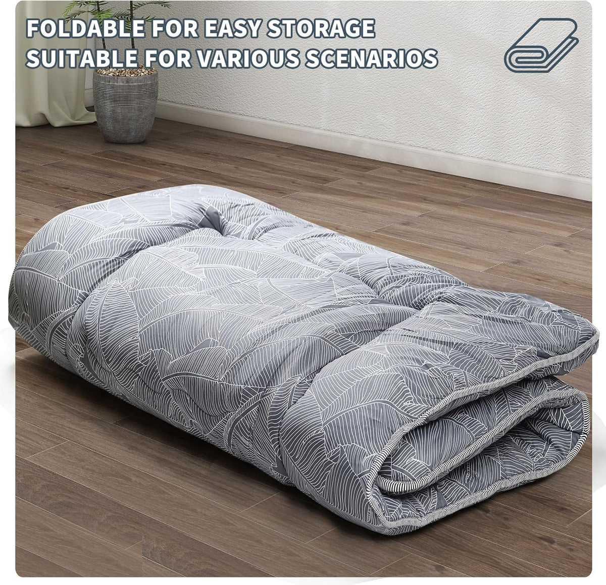 Japanese Floor Mattress,4" Thicken Japanese Floor Sleeping Pad Foldable,Futon Mattress Suitable for Camping and Guest Room (Grey, Queen (80" X 60"))