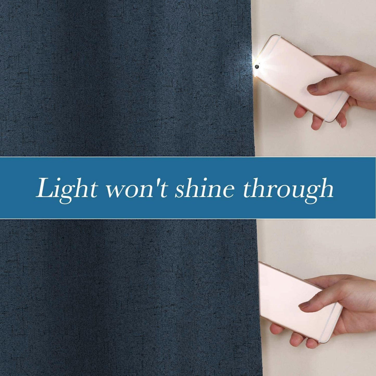 H.VERSAILTEX Linen Blackout Curtains Durable Thick Textured Linen Look 100% Blackout Patio Door Curtain Anti Rust Grommet Extra Wide Sliding Door Curtain Panel, W100 x L96 inch - Navy